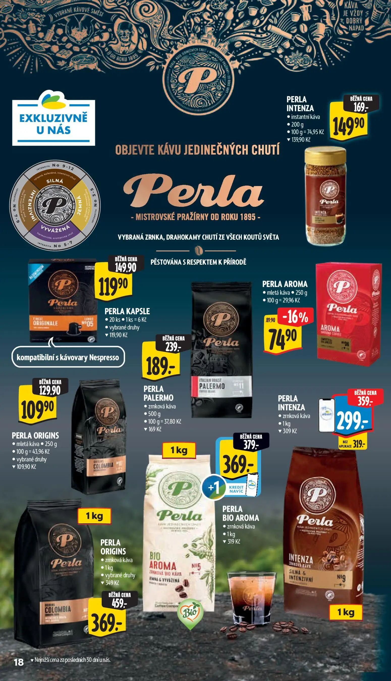 Albert leták - Supermarket Praha 4 od 07.10.2026 | Strana: 28 | Produkty: Instantní káva, Zrnková káva, Perla, Mletá káva