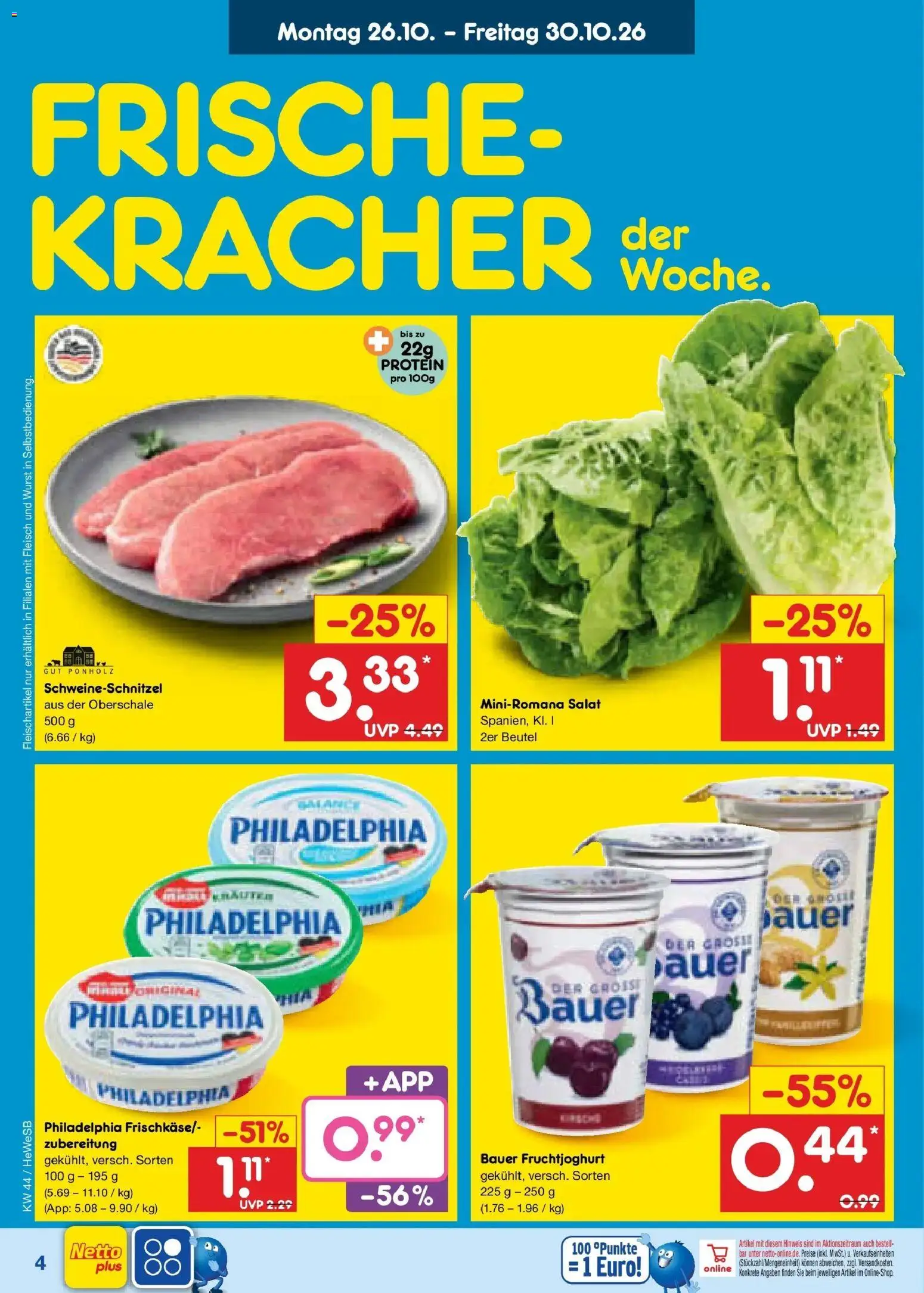 Netto Marken-Discount Prospekt Hamburg – gültig ab 26.10.2026 | Seite: 6 | Produkte: Philadelphia, Wurst, Fleisch, Salat