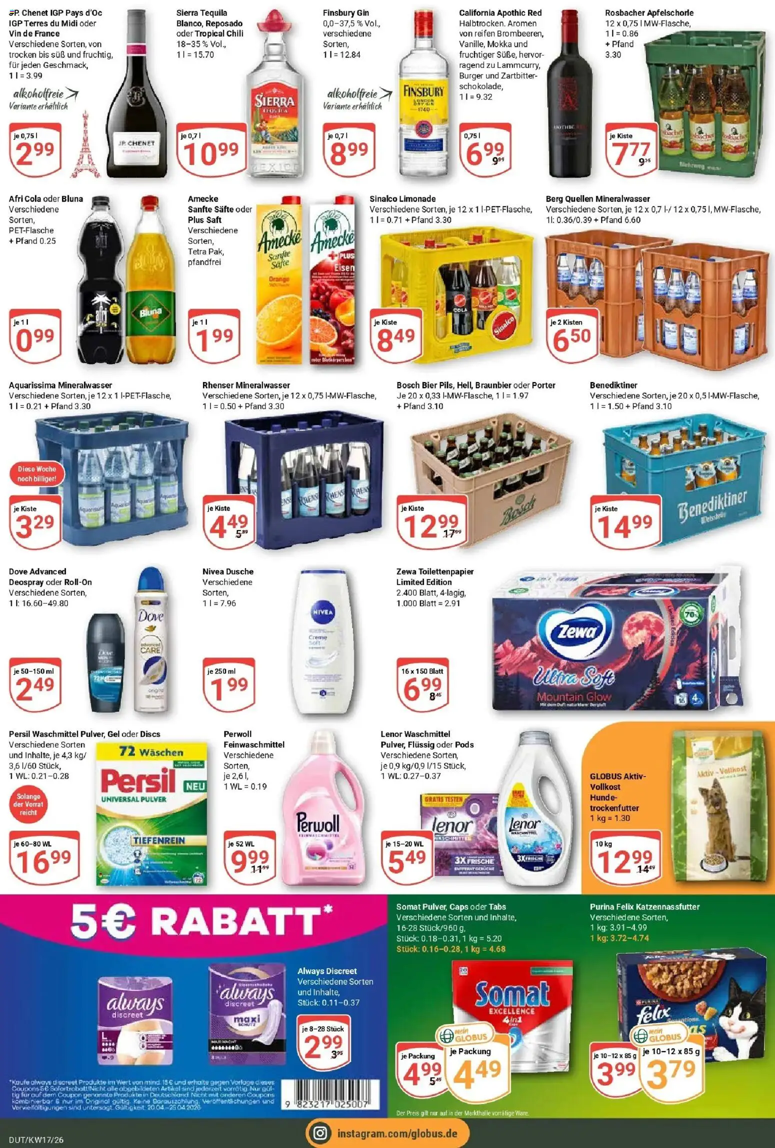 Globus Prospekt Wetzlar-Dutenhofen	 – gültig ab 20.04.2026 | Seite: 3 | Produkte: Sinalco, Burger, Zewa, Mineralwasser