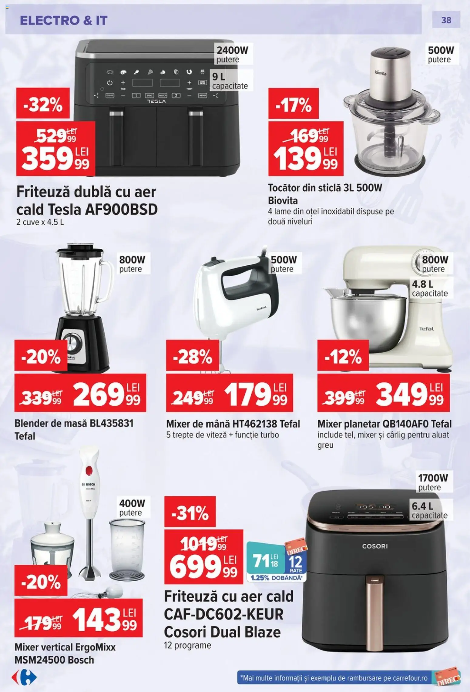 Noul catalog Carrefour – valabil de la 23.09.2026 | Pagină: 38 | Produse: Friteuză, Masă, Aluat, Tocător