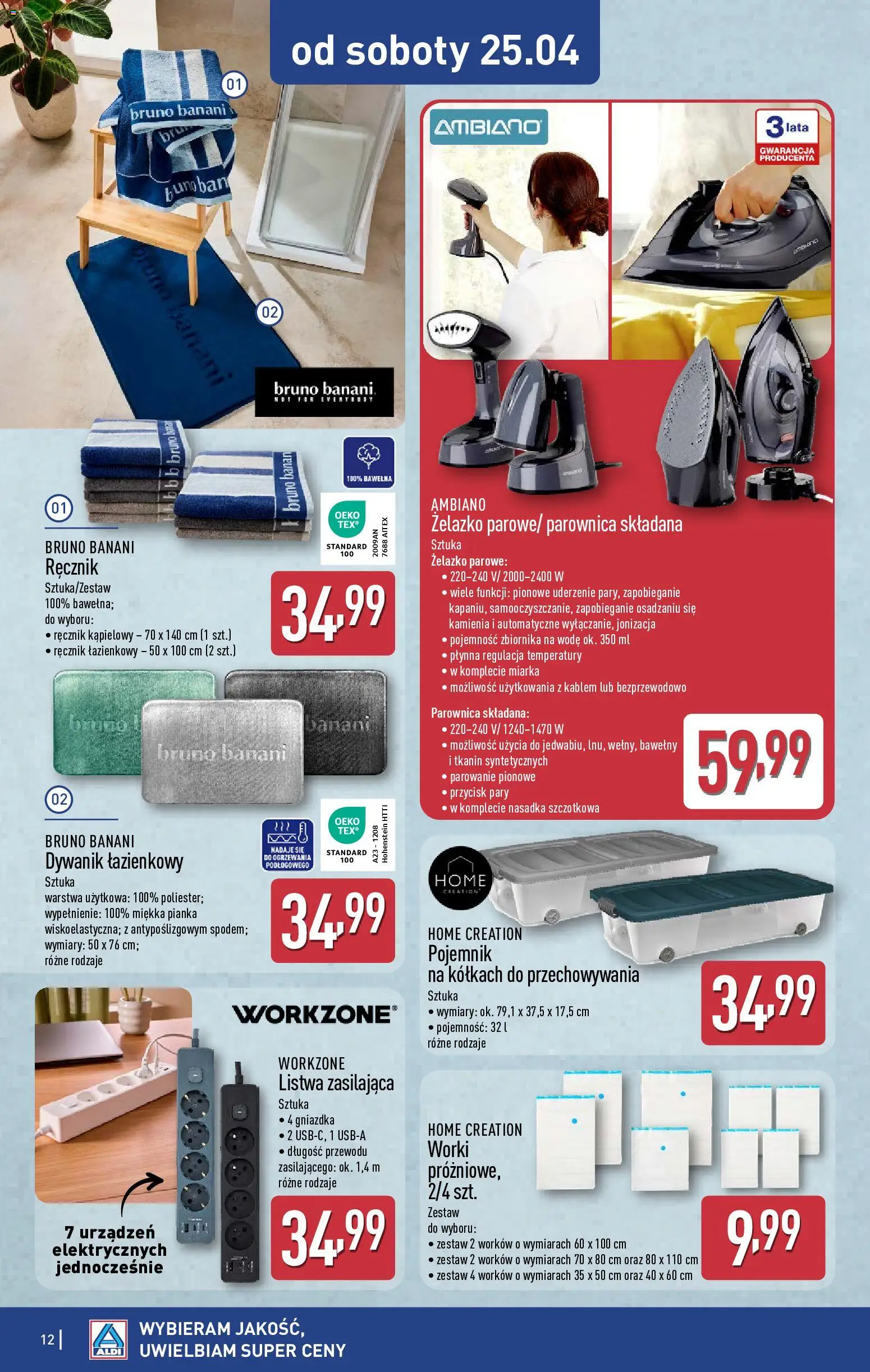 Aldi Polsko leták - Artykuły przemysłowe i tekstylia od 22.04.2026 | Strana: 12 | Produkty: Banány, Banán, Bruno Banani