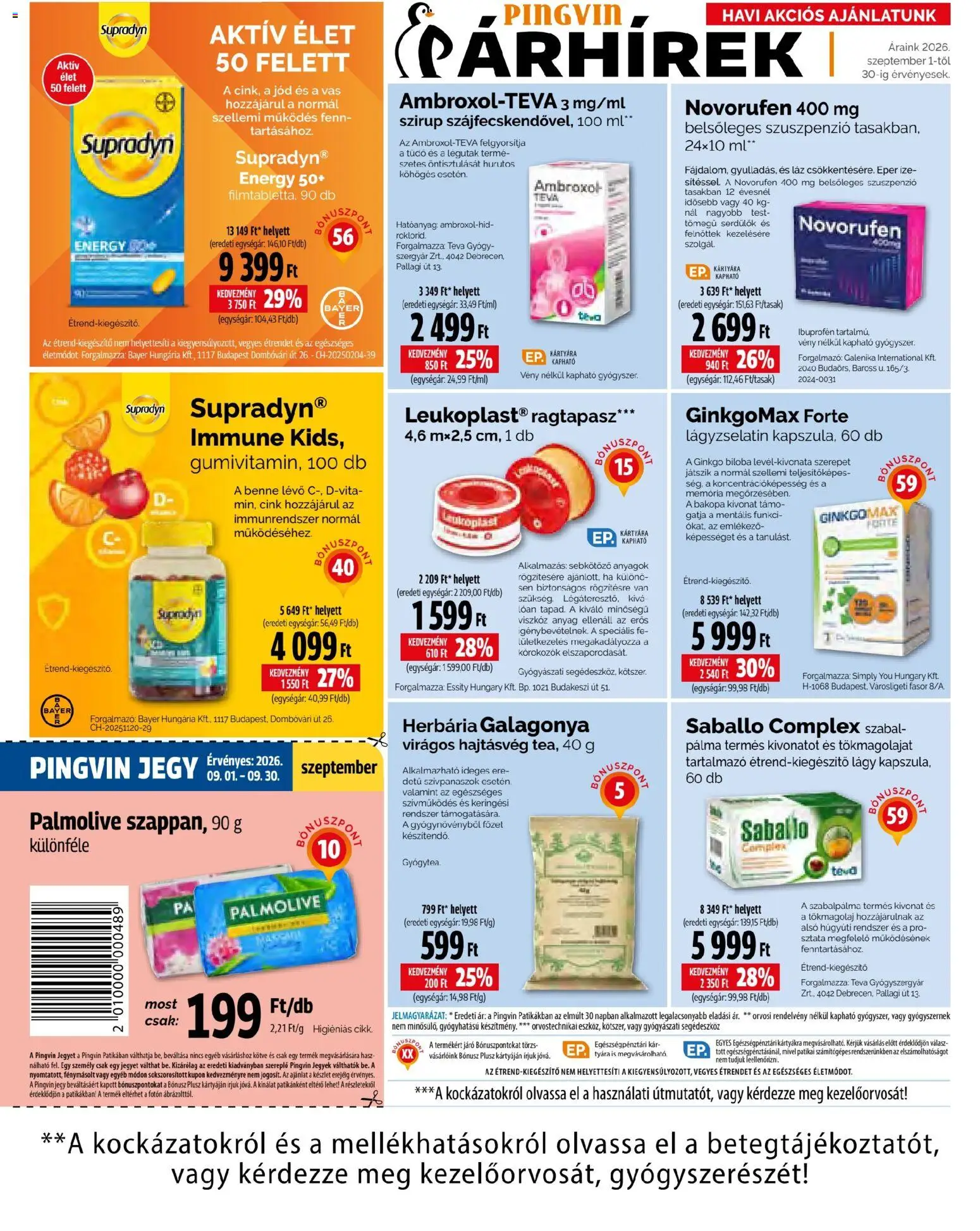Pingvin Patika akciós ujság - amely érvényes a következő dátumtól: 2026.09.01. | Oldal: 14 | Termékek: Ginkgo biloba, Szirup, Vas, Eper