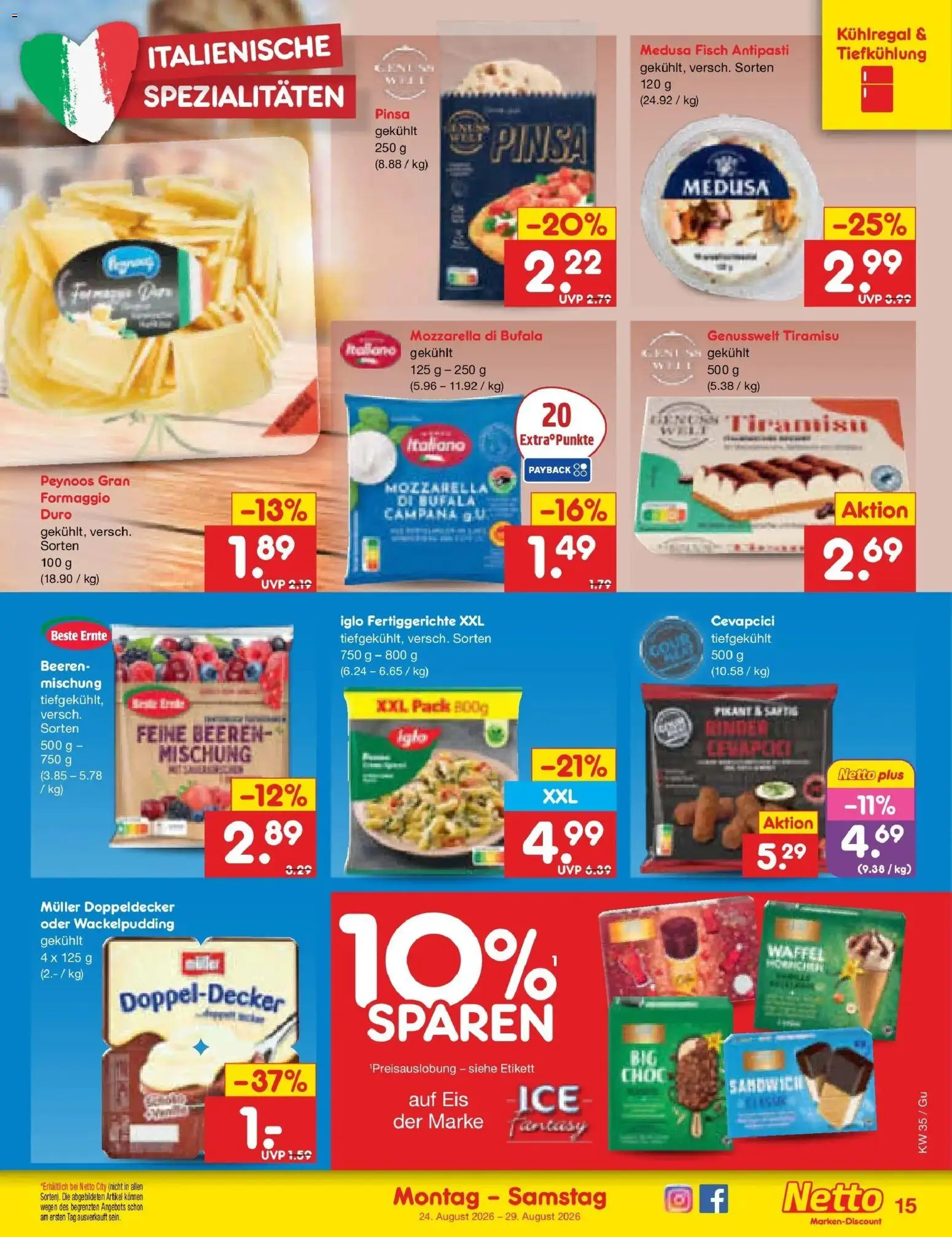 Netto Marken-Discount Prospekt Augustusburg (ab 24.08.2026) » Angebote | Seite: 23 | Produkte: Spezialitäten, Fisch, Fertiggerichte, Eis