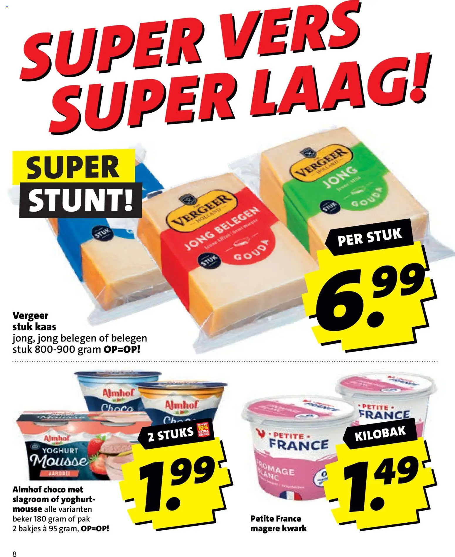 {H1} | Pagina: 8 | Producten: Magere kwark, Yoghurt, Beker, Slagroom