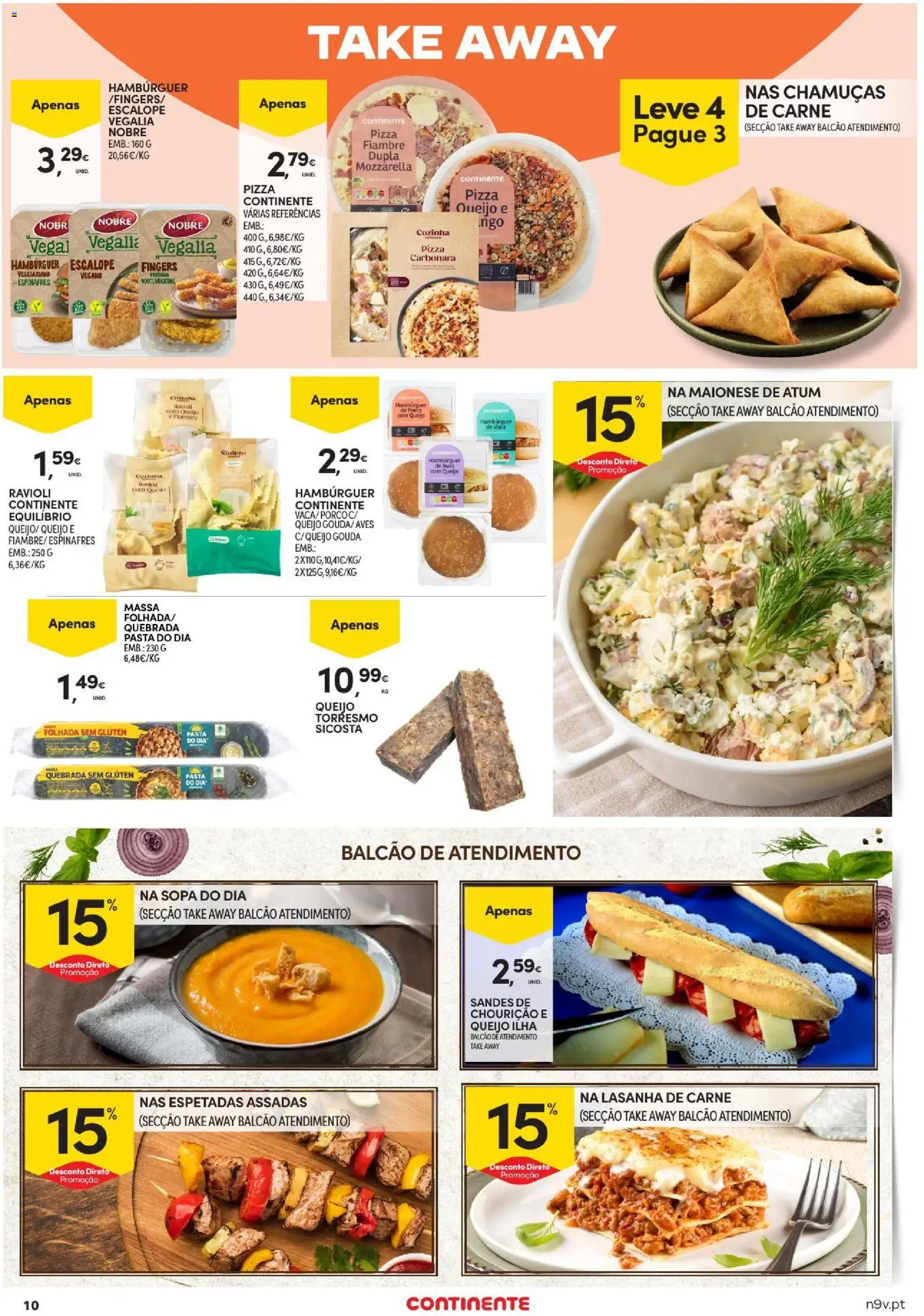 Continente Açores │ válido de 09/07/2026 | Página: 10 | Produtos: Atum, Sopa, Pizza, Carne