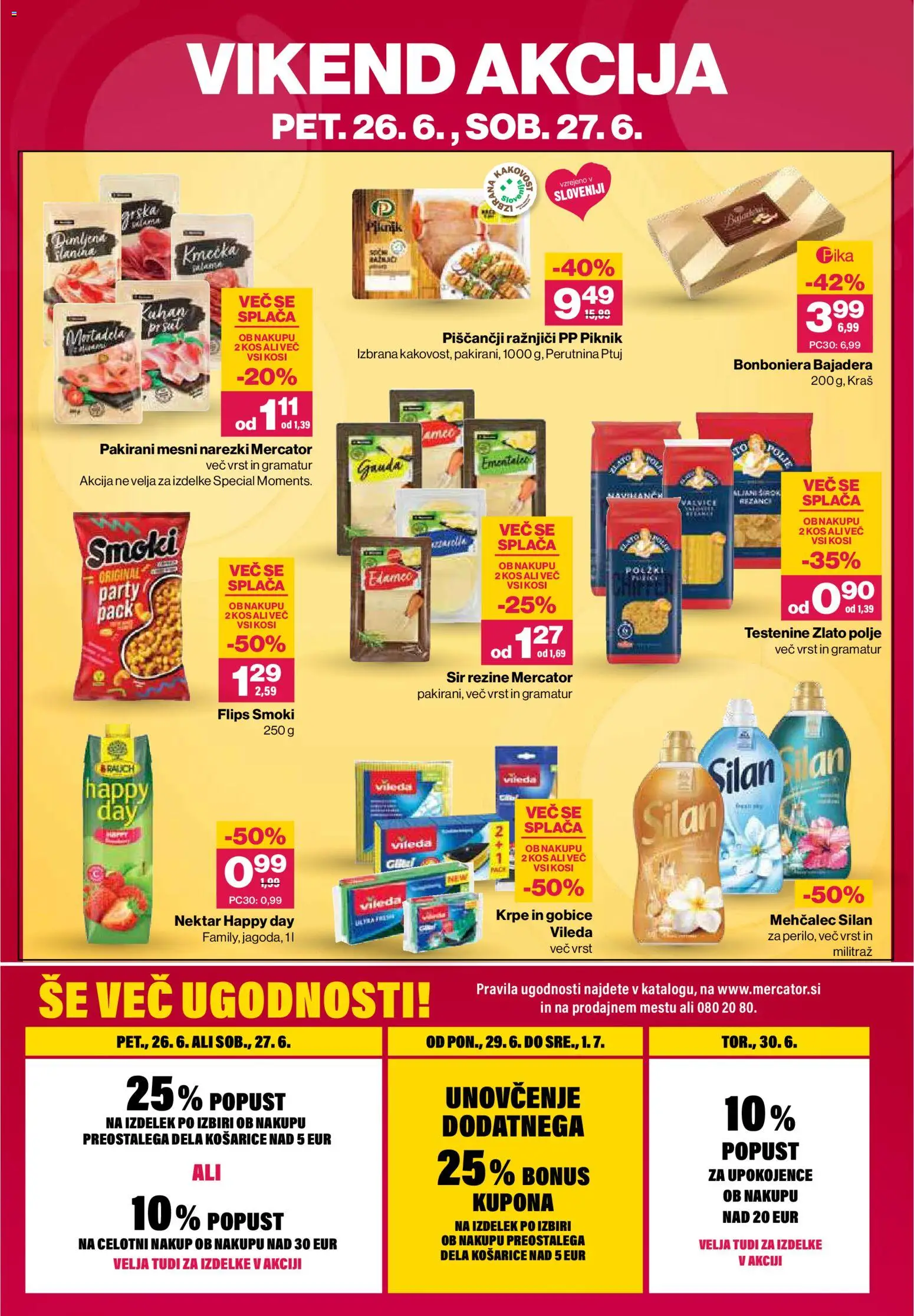 Novi Mercator katalog ponudbe – veljaven od 26.06.2026 | Stran: 40 | Izdelki: Mehčalec, Kos, Flips, Sir