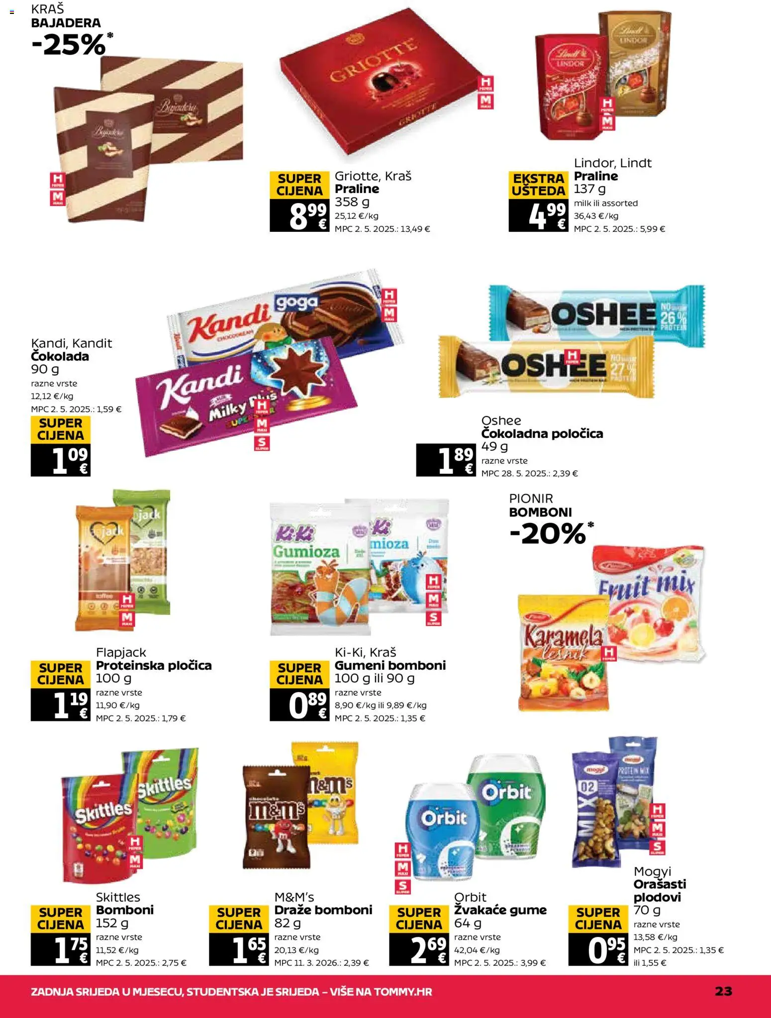 Tommy katalog | vrijedi od 20.08.2026 | Stranica: 23 | Proizvodi: Lindt, Praline, Proteinska pločica, Bomboni
