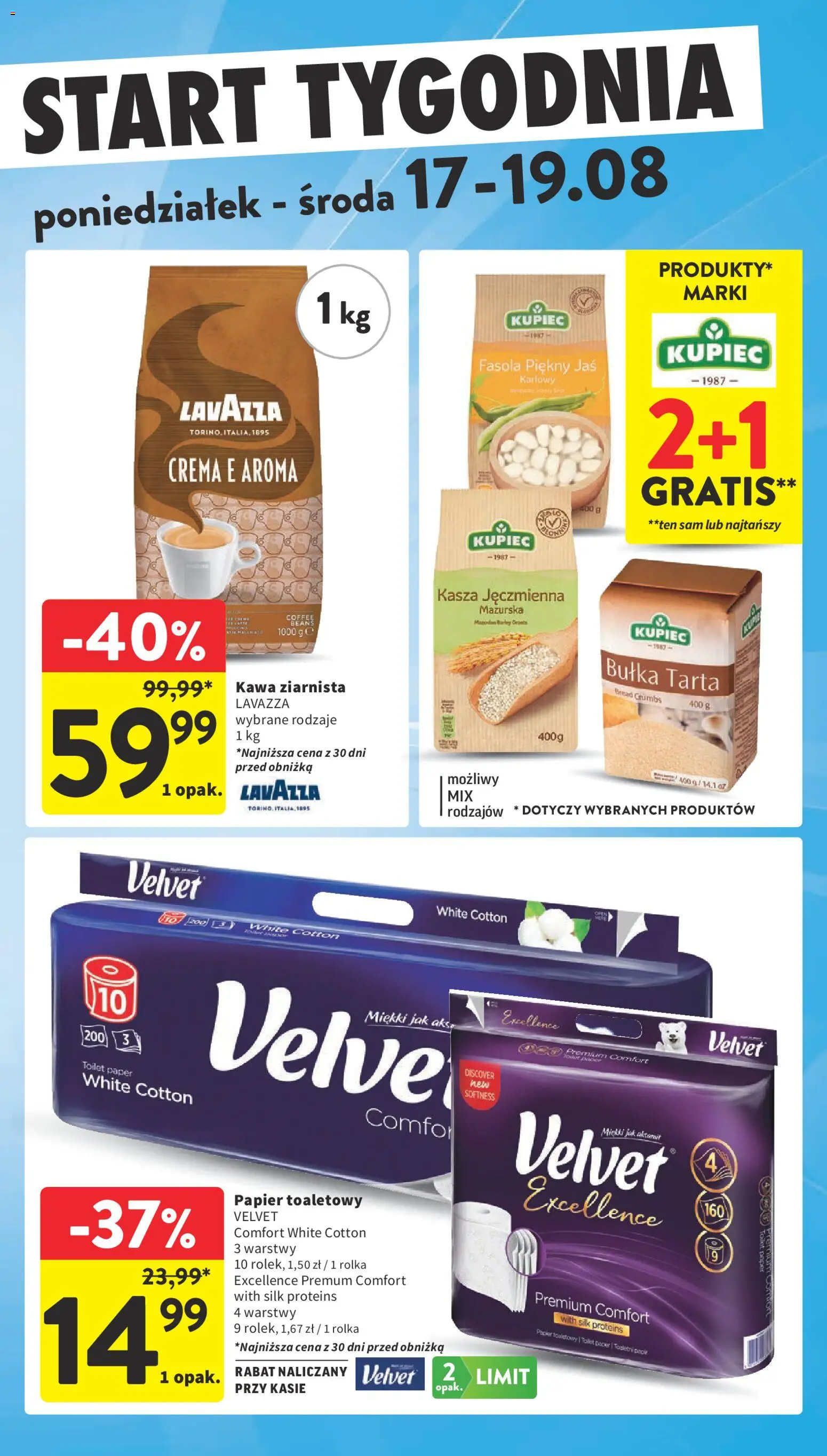 Intermarche gazetka od 13.08.2026 | Strona: 43 | Produkty: Kasza, Bułka tarta, Lavazza, Fasola piękny jaś