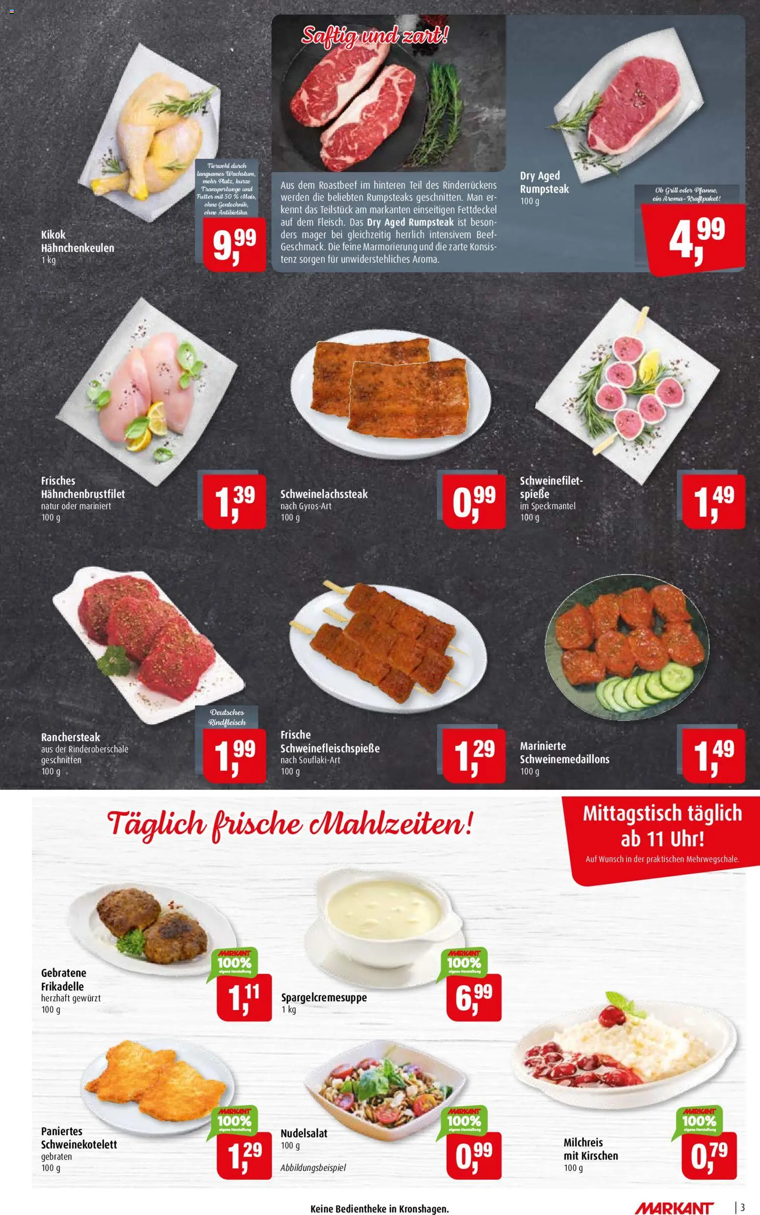 Markant Prospekt – gültig ab 29.06.2026 | Seite: 3 | Produkte: Rumpsteak, Kirschen, Schweinefilet, Uhr