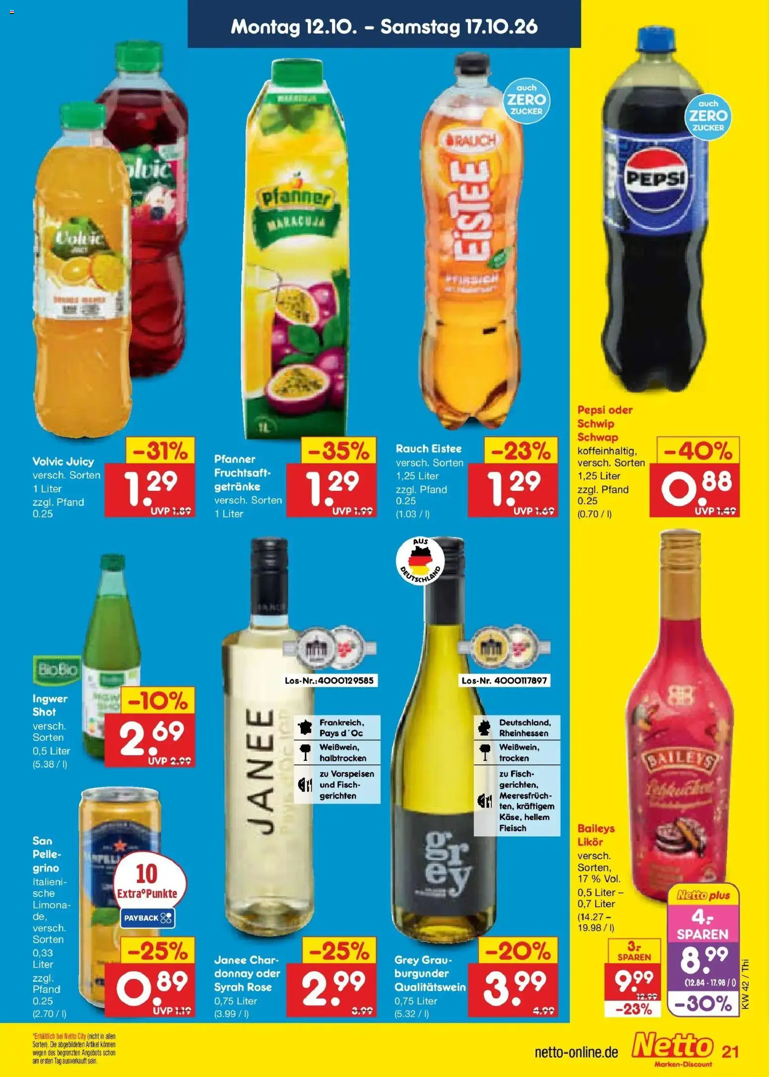 Netto Marken-Discount Prospekt Thiendorf – gültig ab 12.10.2026 | Seite: 25 | Produkte: Zucker, Pepsi, Volvic, Fleisch