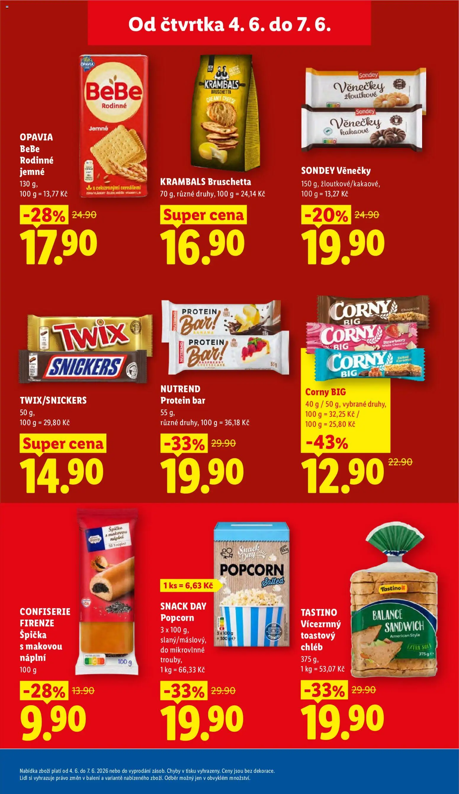 Lidl leták od 04.06.2026 | Strana: 19 | Produkty: Chléb, Twix, Protein bar, Bebe