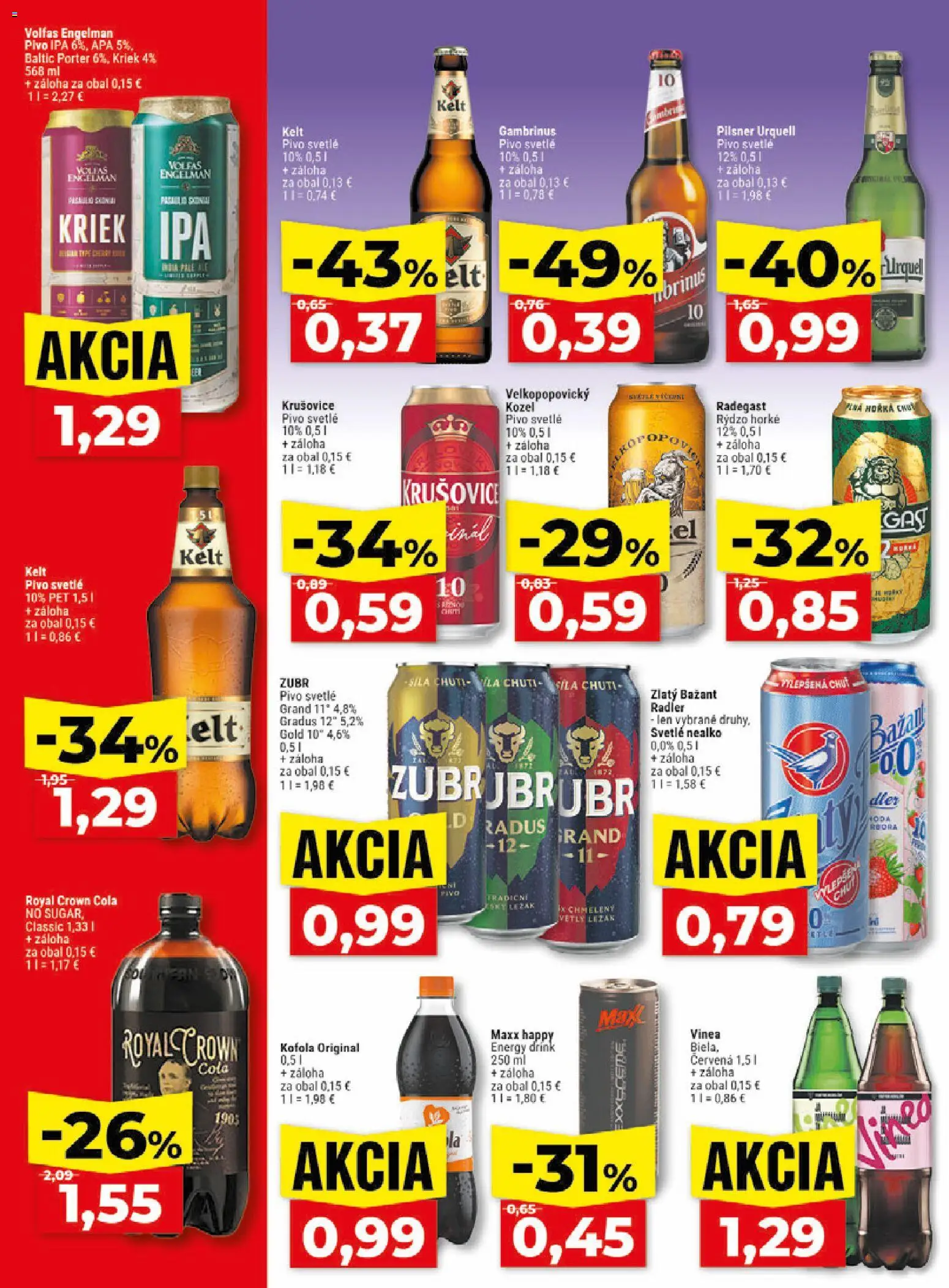 Nové Klas akcie – leták je platný od 29.06.2026 | Strana: 23 | Produkty: Pivo, Pilsner Urquell, Zlatý Bažant, Gambrinus