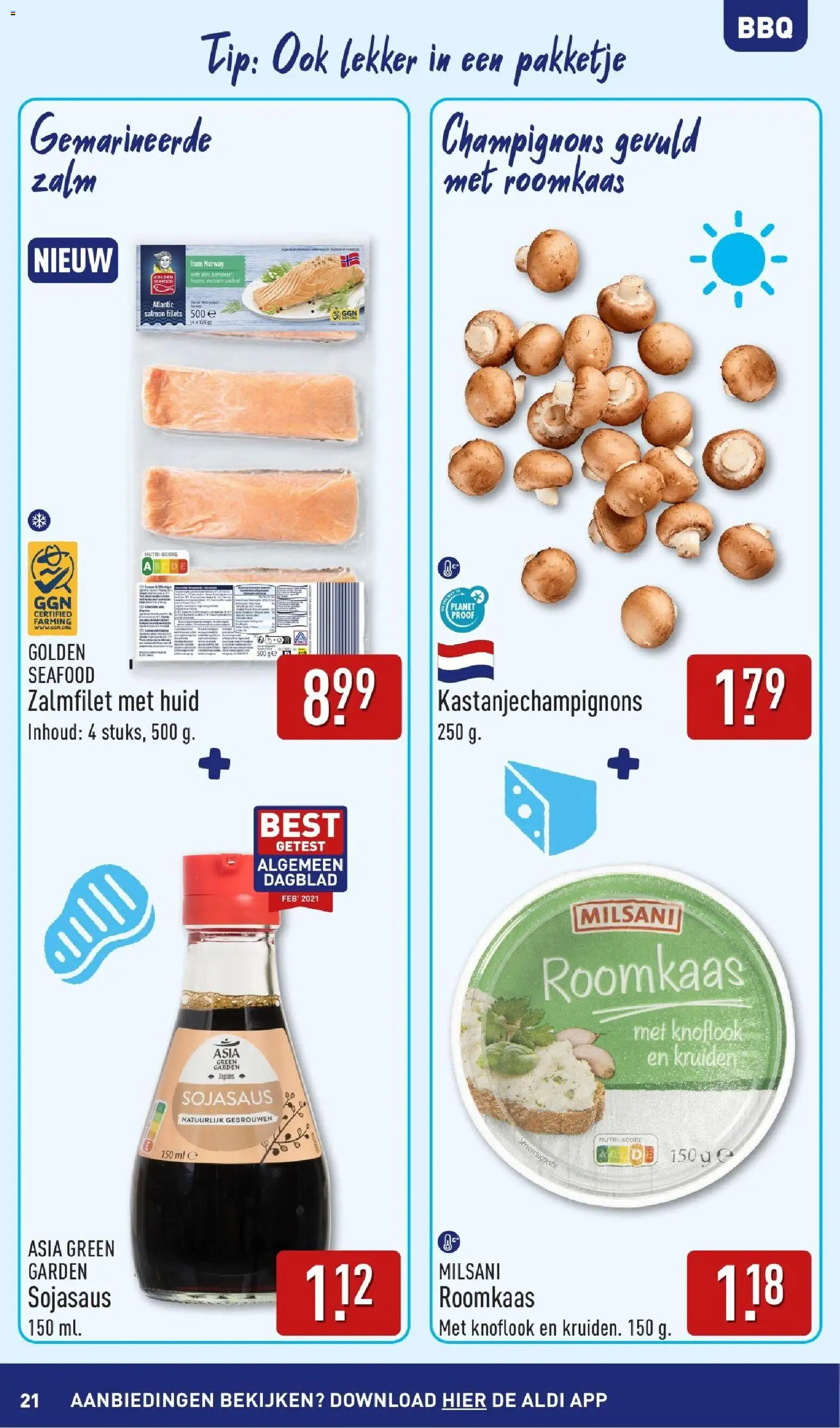 {H1} | Pagina: 21 | Producten: Zalm, Roomkaas, Knoflook