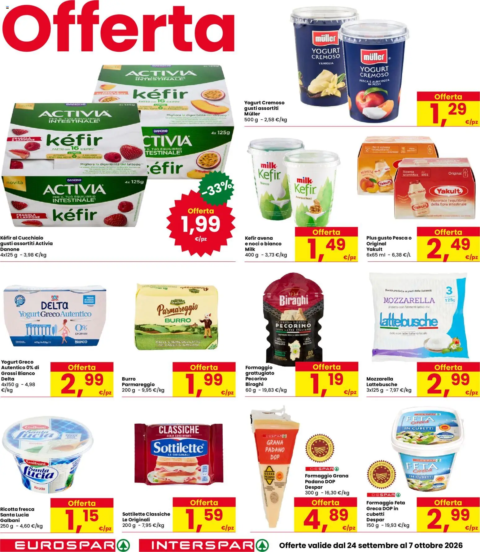 Volantino Eurospar del 24/09/2026 | Pagina: 14 | Prodotti: Formaggio feta, Mozzarella, Noci, Feta