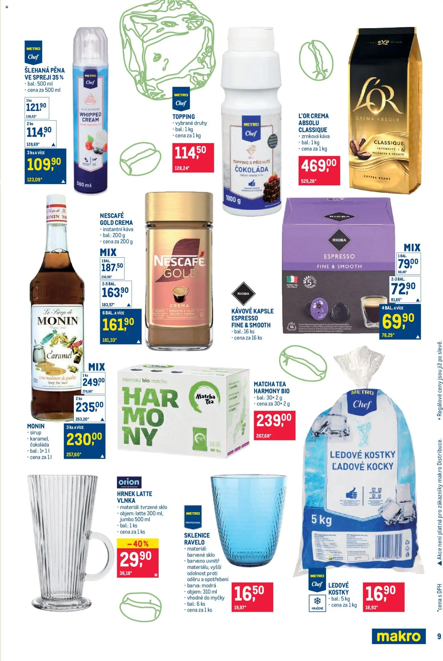 Makro leták - Pro milovníky jídla od 20.05.2026 | Strana: 9 | Produkty: Čokoláda, Kávové kapsle, Kostky, Sklenice