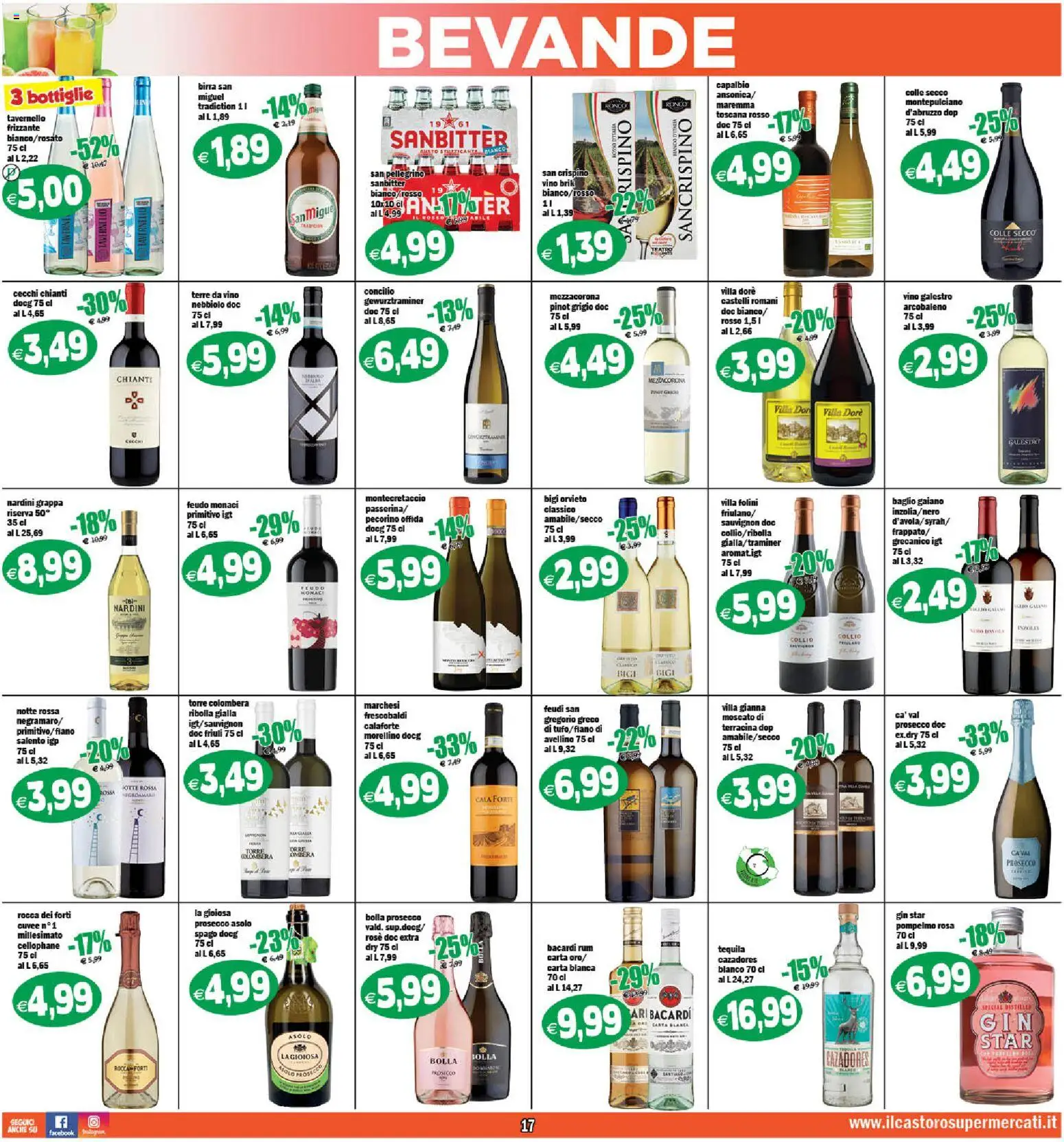 Volantino Il Castoro del 10.06.2026 | Pagina: 17 | Prodotti: Gin, Pompelmo, Vino, Rum