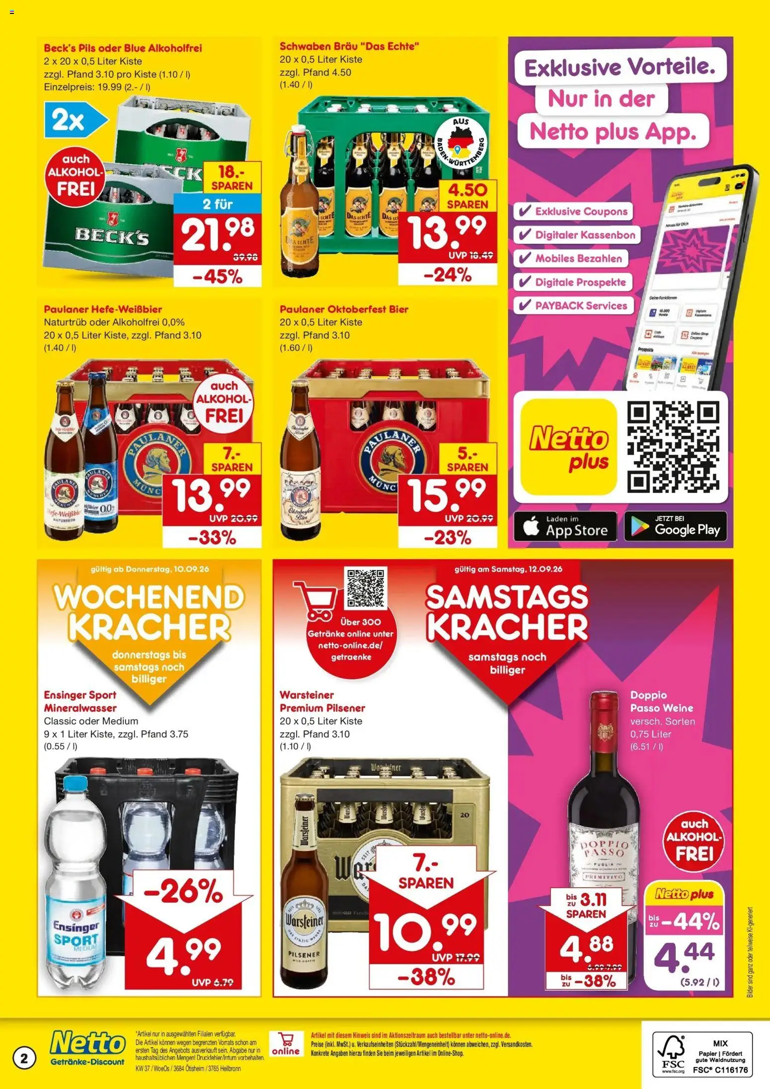 Netto Marken-Discount Prospekt Ötisheim – gültig ab 07.09.2026 | Seite: 2 | Produkte: Pils, Alkohol, Warsteiner, Paulaner