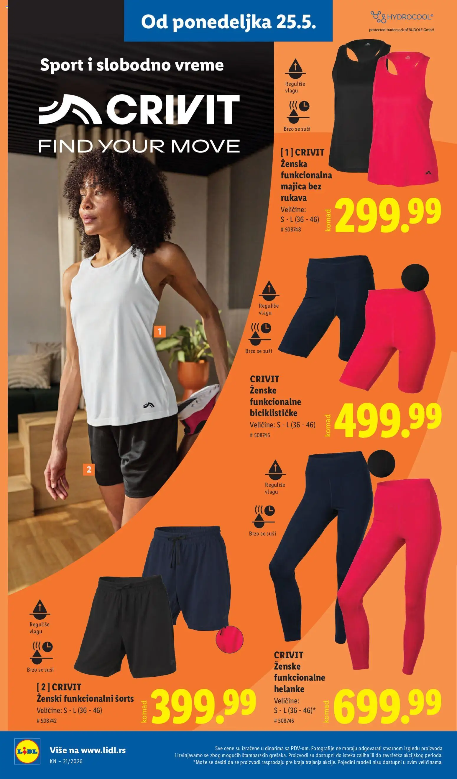 Lidl katalog - važi od 21.05.2026 | Strana: 90 | Proizvode: Majica bez rukava, Helanke