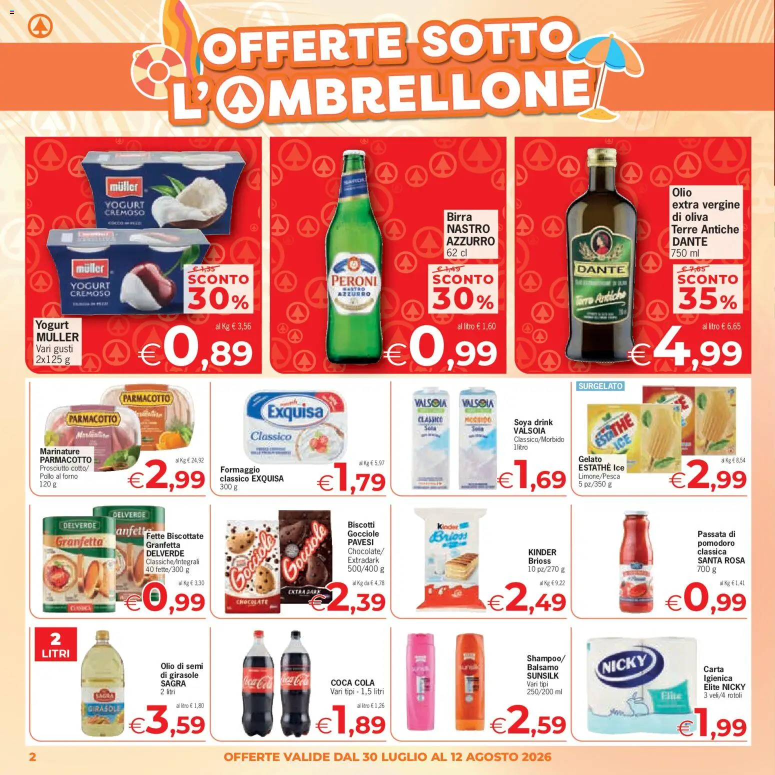 Volantino Eurospar del 30/07/2026 | Pagina: 2 | Prodotti: Pollo, Olio, Forno, Coca Cola