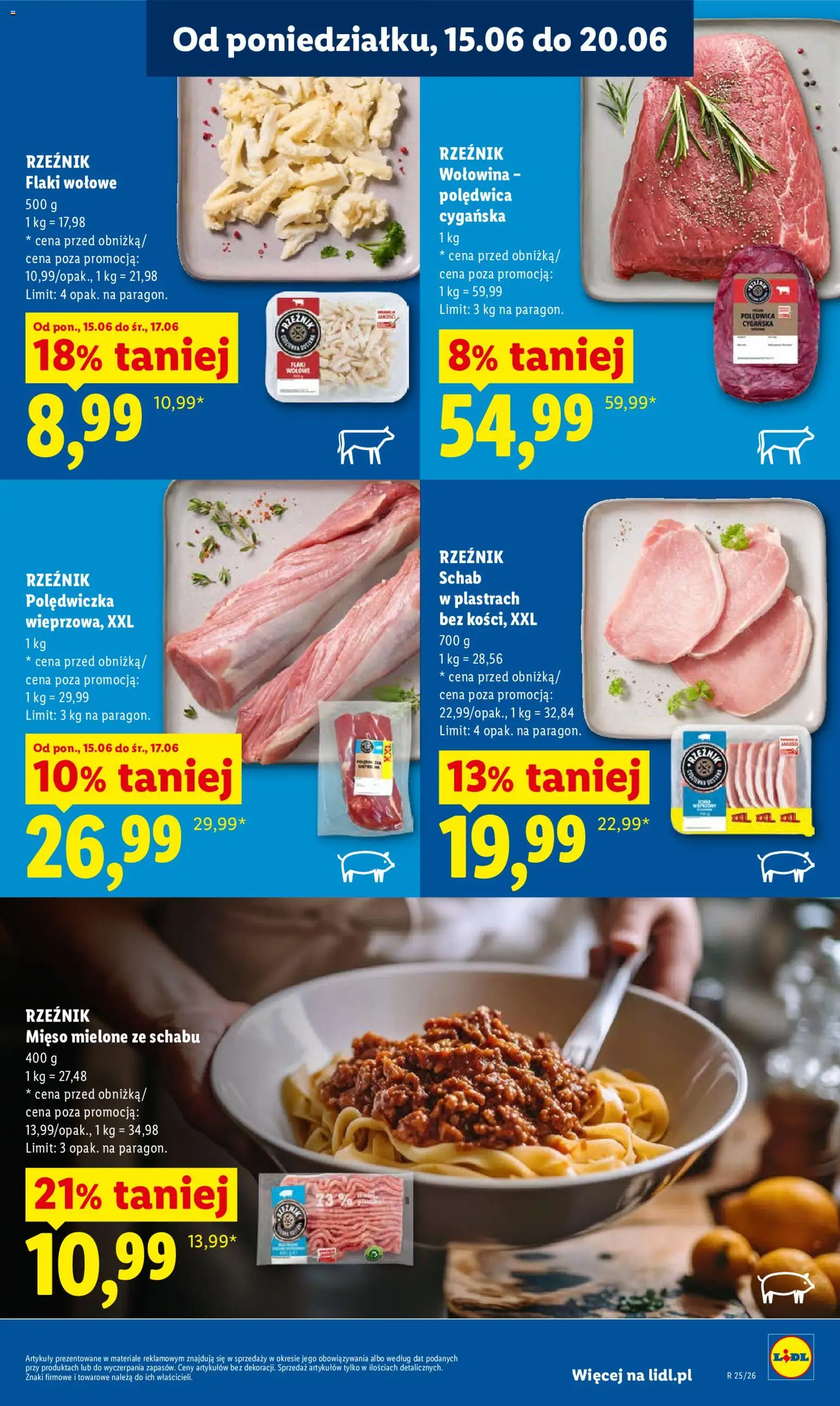 Lidl gazetka od 15.06.2026 | Strona: 59 | Produkty: Mięso mielone, Flaki, Flaki wołowe, Wołowina