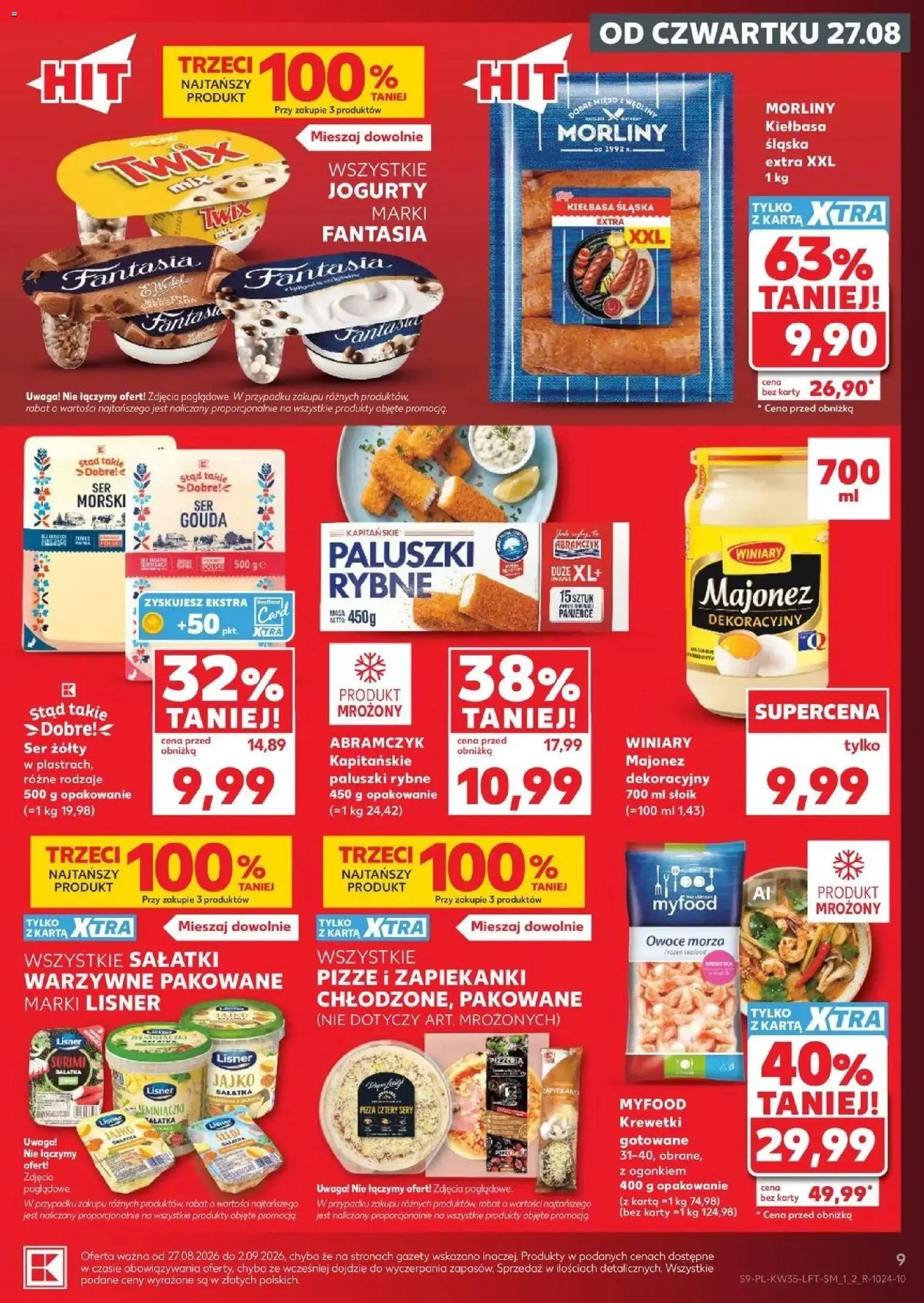 Kaufland gazetka od 27.08.2026 - od jutra PDF | Strona: 9 | Produkty: Kiełbasa, Krewetki, Paluszki, Zapiekanki