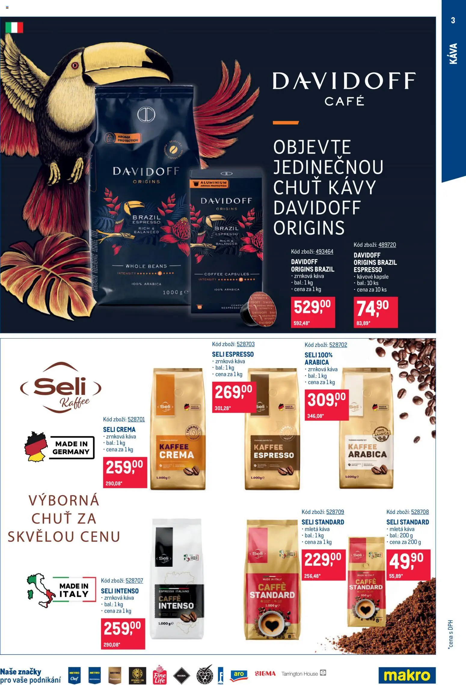 Makro leták - Káva od 09.09.2026 | Strana: 3 | Produkty: Kapsle, Káva davidoff, Zrnková káva, Mletá káva
