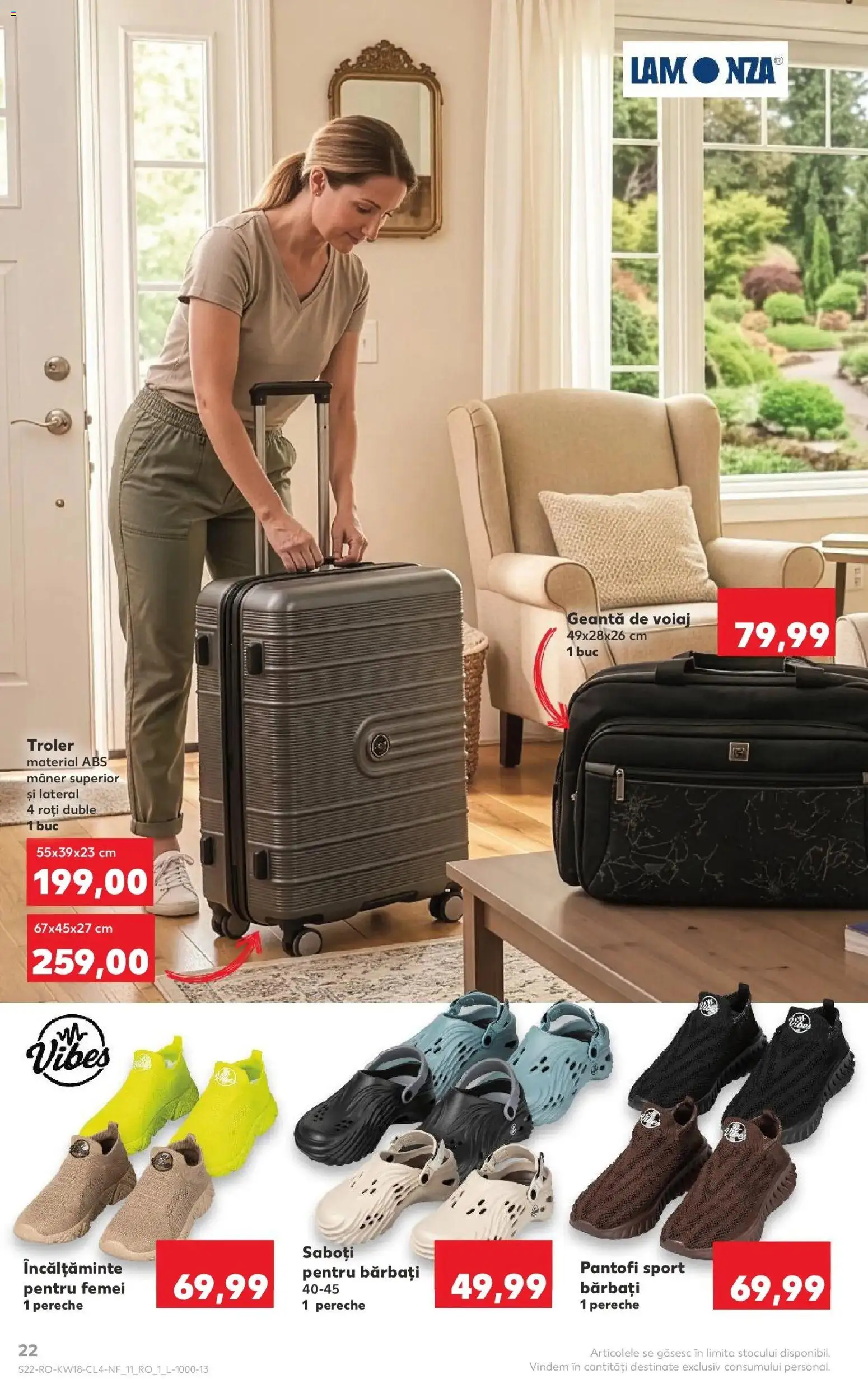 Noul catalog Kaufland – valabil de la 29.04.2026 | Pagină: 22 | Produse: Geantă de voiaj, Pantofi, Mâner, Bornoz takımı