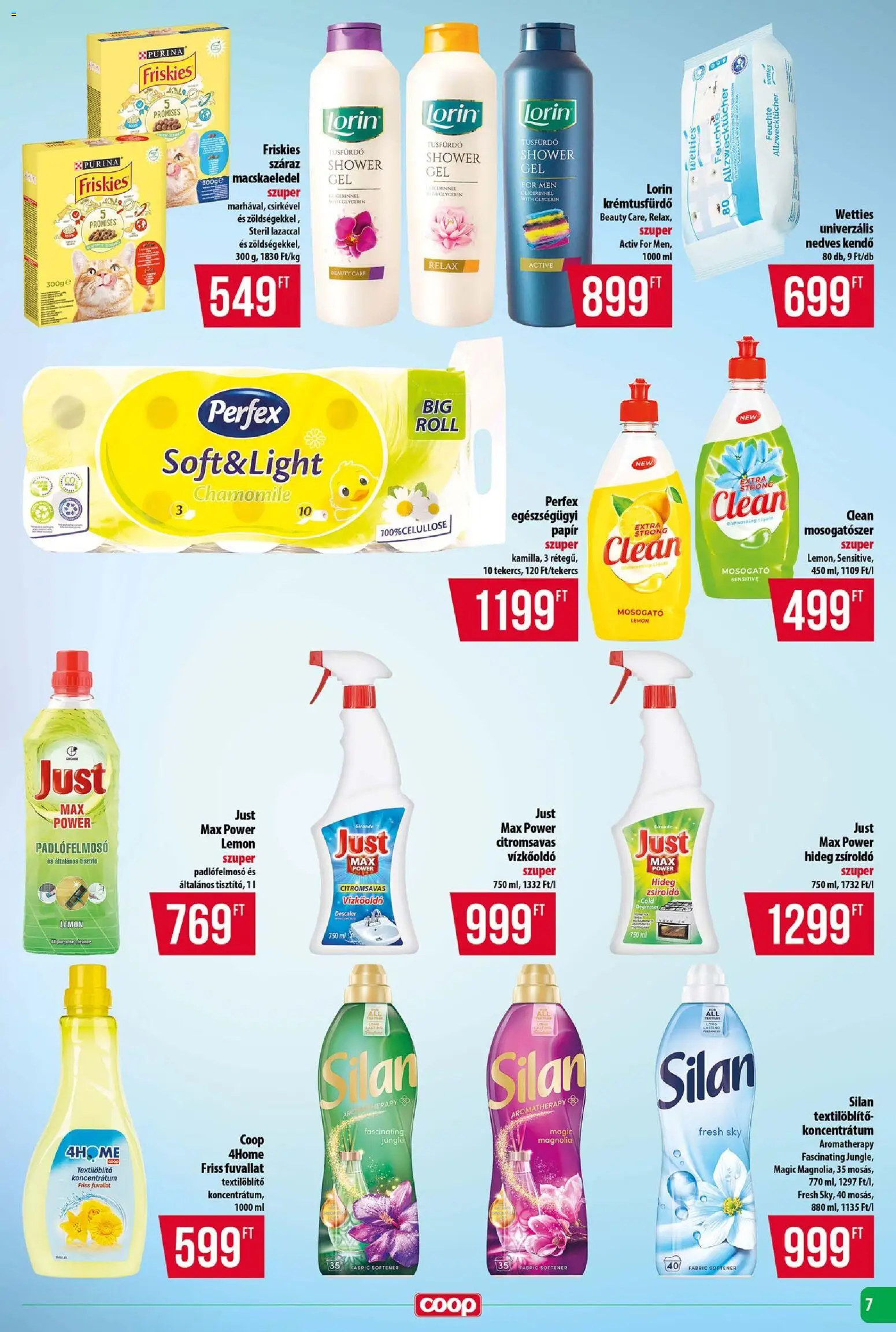 COOP akciós ujság - amely érvényes a következő dátumtól: 28.05.2026 | Oldal: 7 | Termékek: Kendő, Macskaeledel, Tusfürdő, Mosogatószer