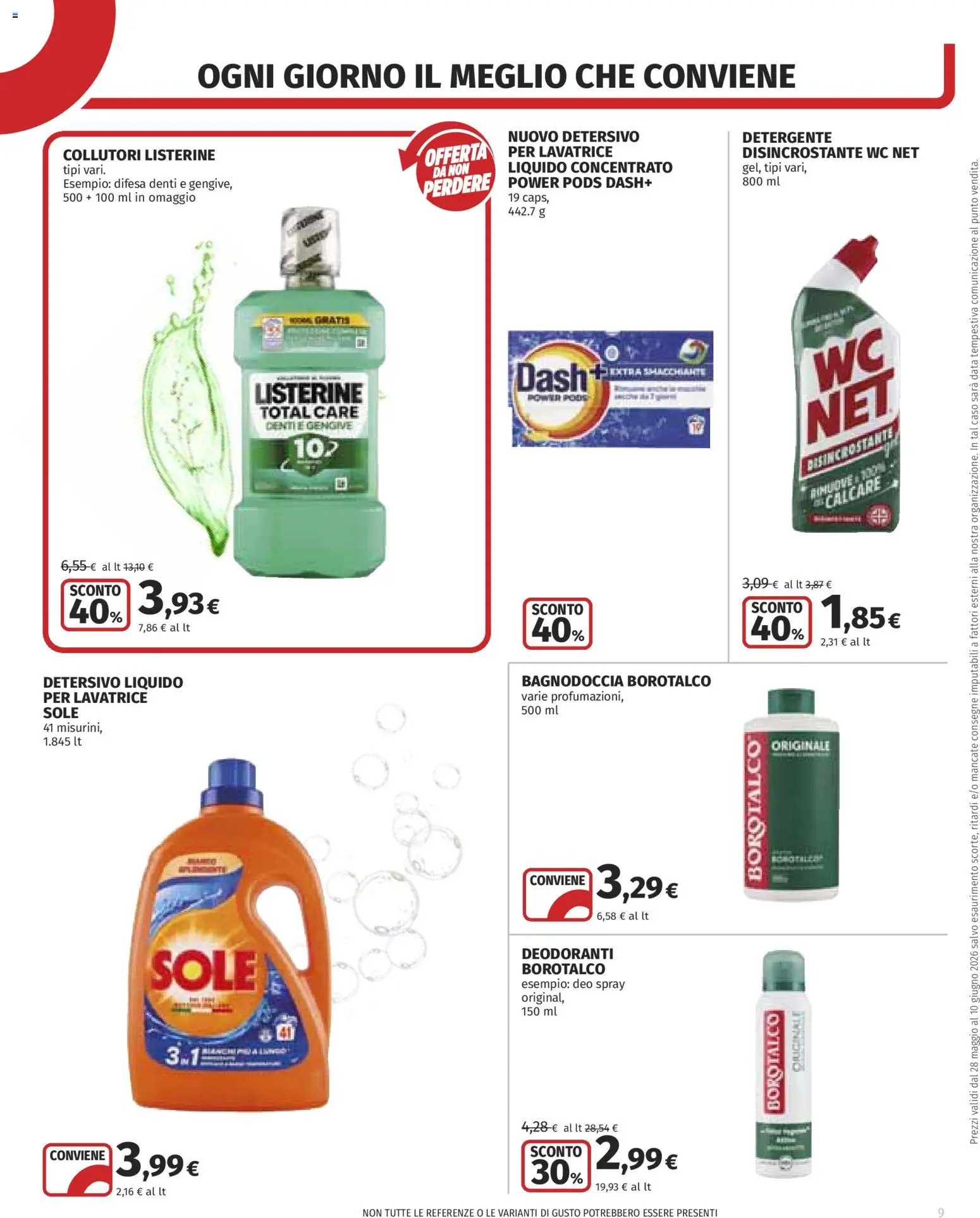 Volantino COOP del 28.05.2026 | Pagina: 9 | Prodotti: Detergente, Lavatrice, WC