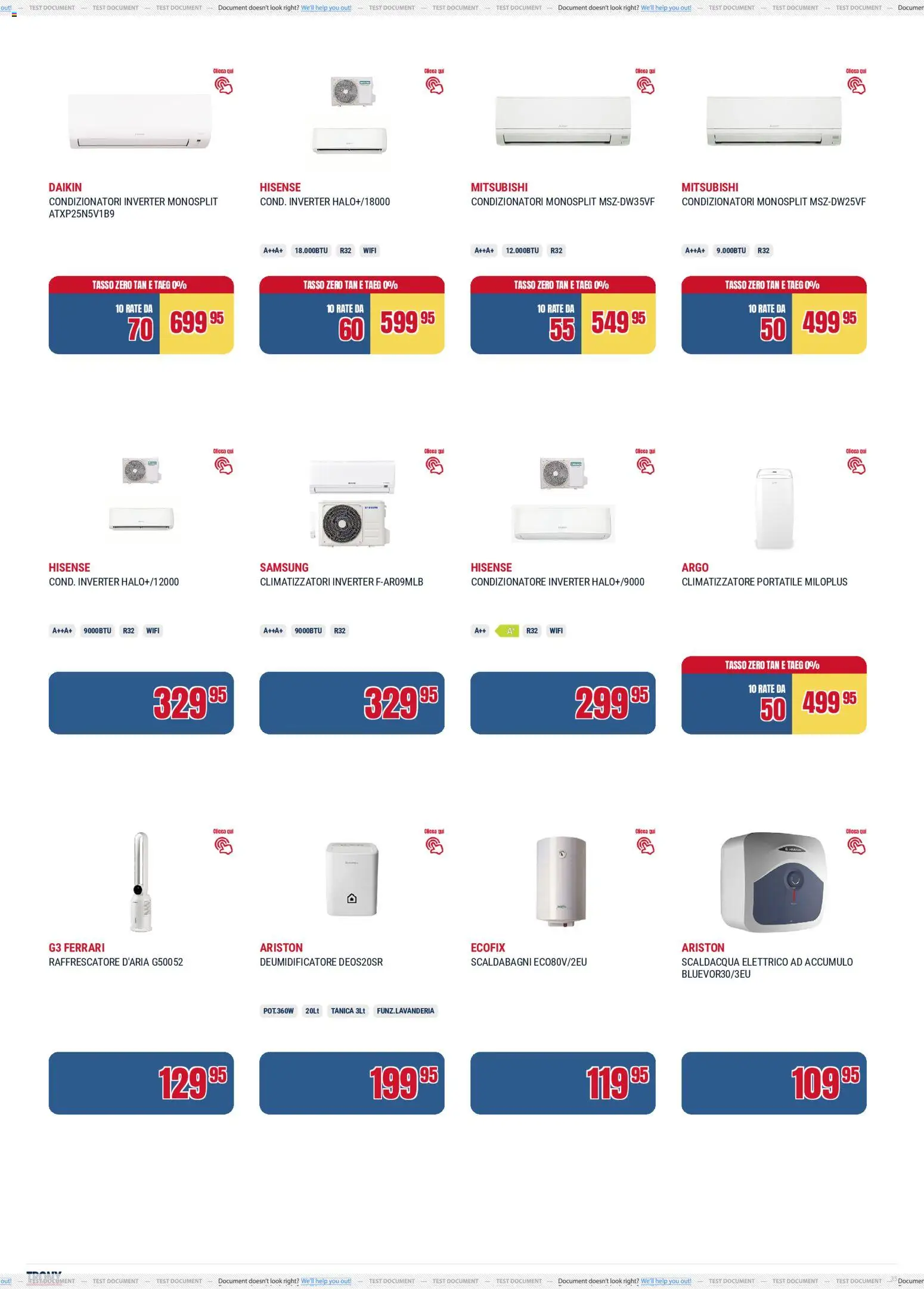 Volantino Trony del 21.05.2026 | Pagina: 35 | Prodotti: Climatizzatore, Tanica, Condizionatore, Samsung