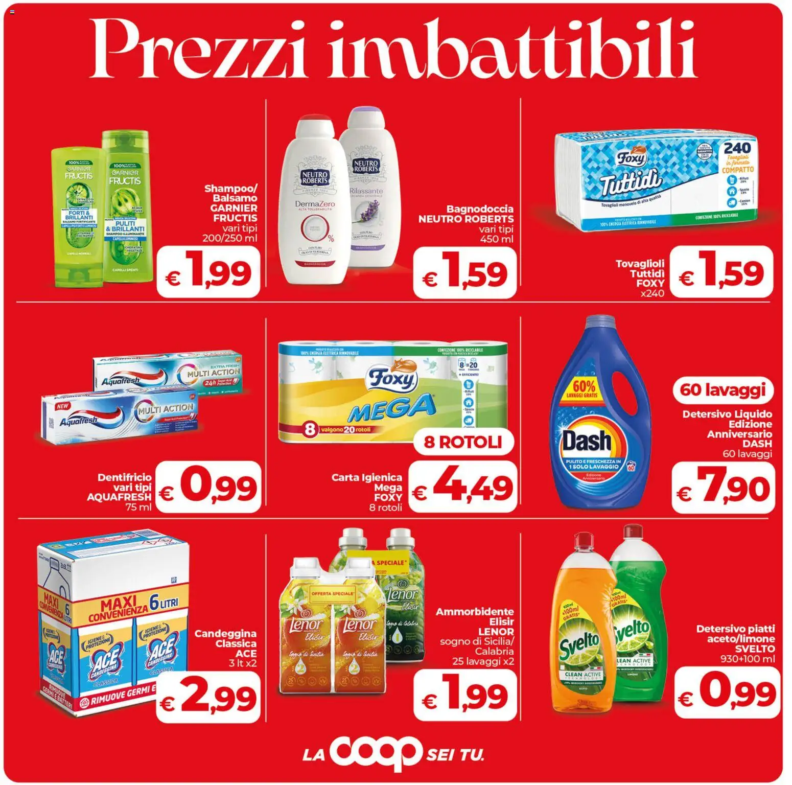 Volantino COOP del 04.06.2026 | Pagina: 7 | Prodotti: Shampoo, Balsamo, Carta igienica, Candeggina