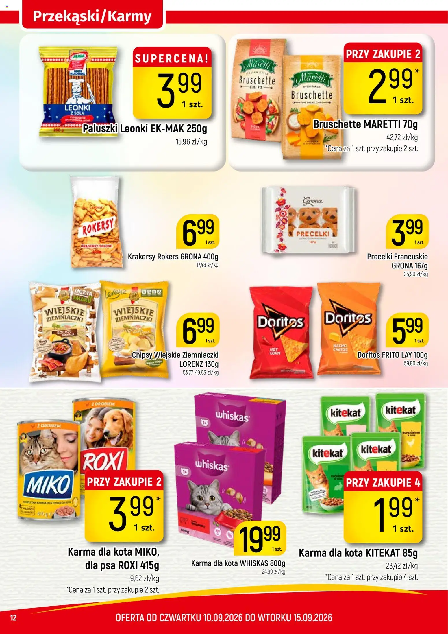 Piotruś Pan gazetka od 10.09.2026 | Strona: 12 | Produkty: Chipsy, Ziemniaczki, Krakersy, Karma dla kota