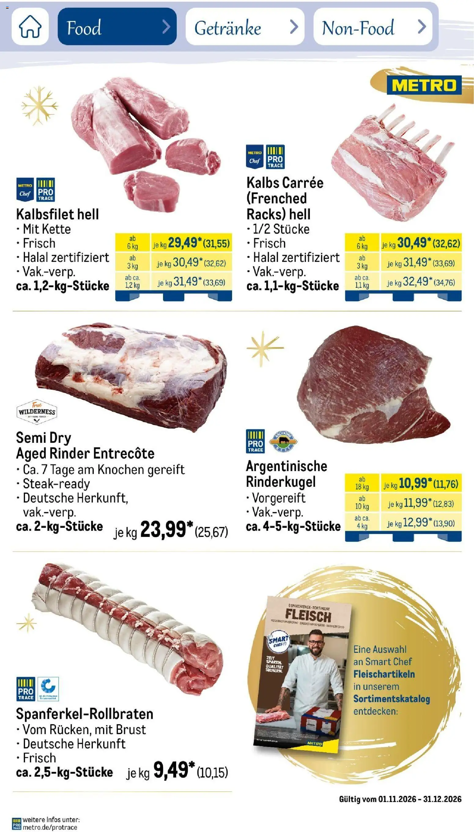Metro Saisonkatalog Festtage voller Genuss – gültig ab 01.11.2026 | Seite: 34 | Produkte: Entrecote, Fleisch
