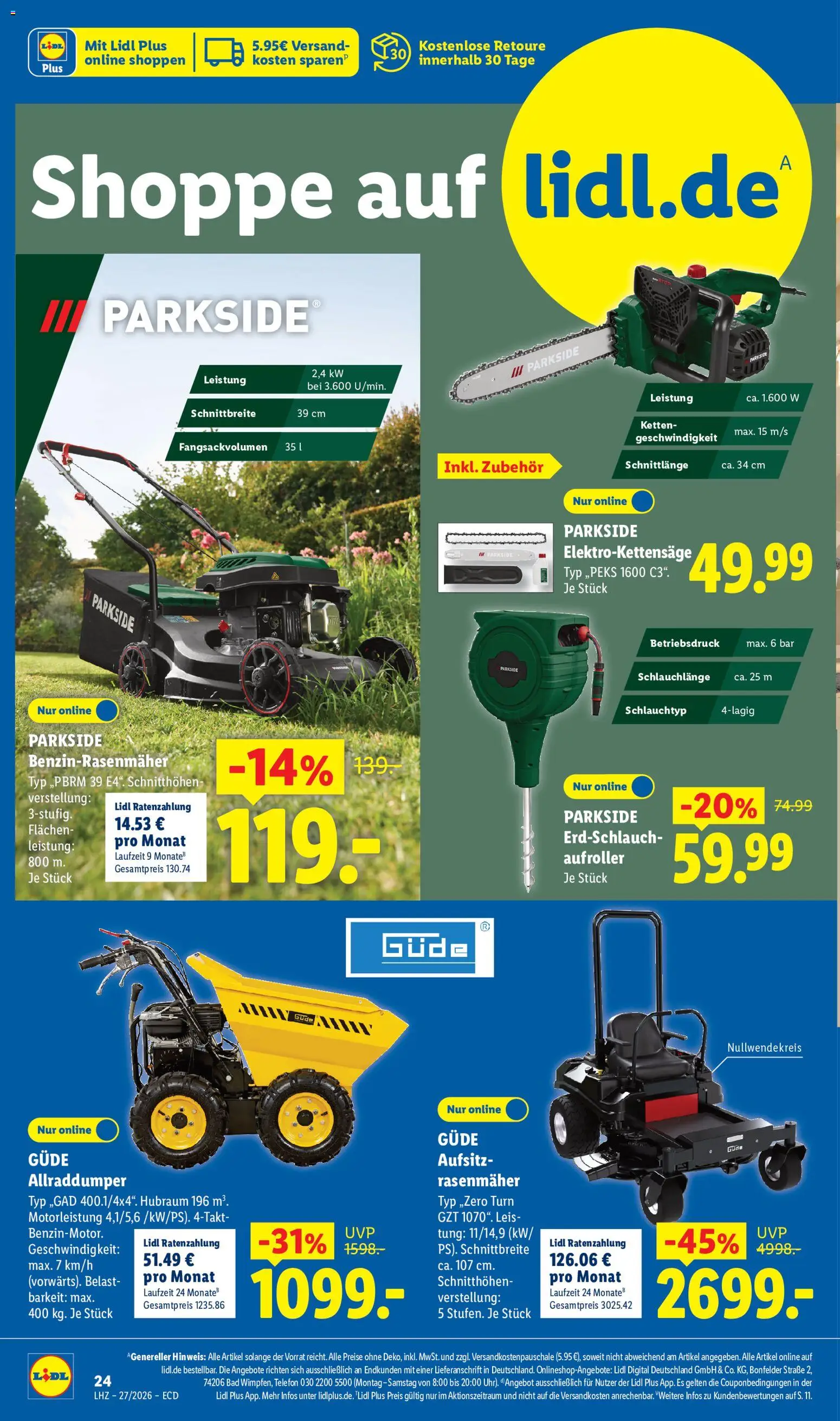Lidl Prospekt – gültig ab 29.06.2026 | Seite: 20 | Produkte: Rasenmäher, Bad, Telefon