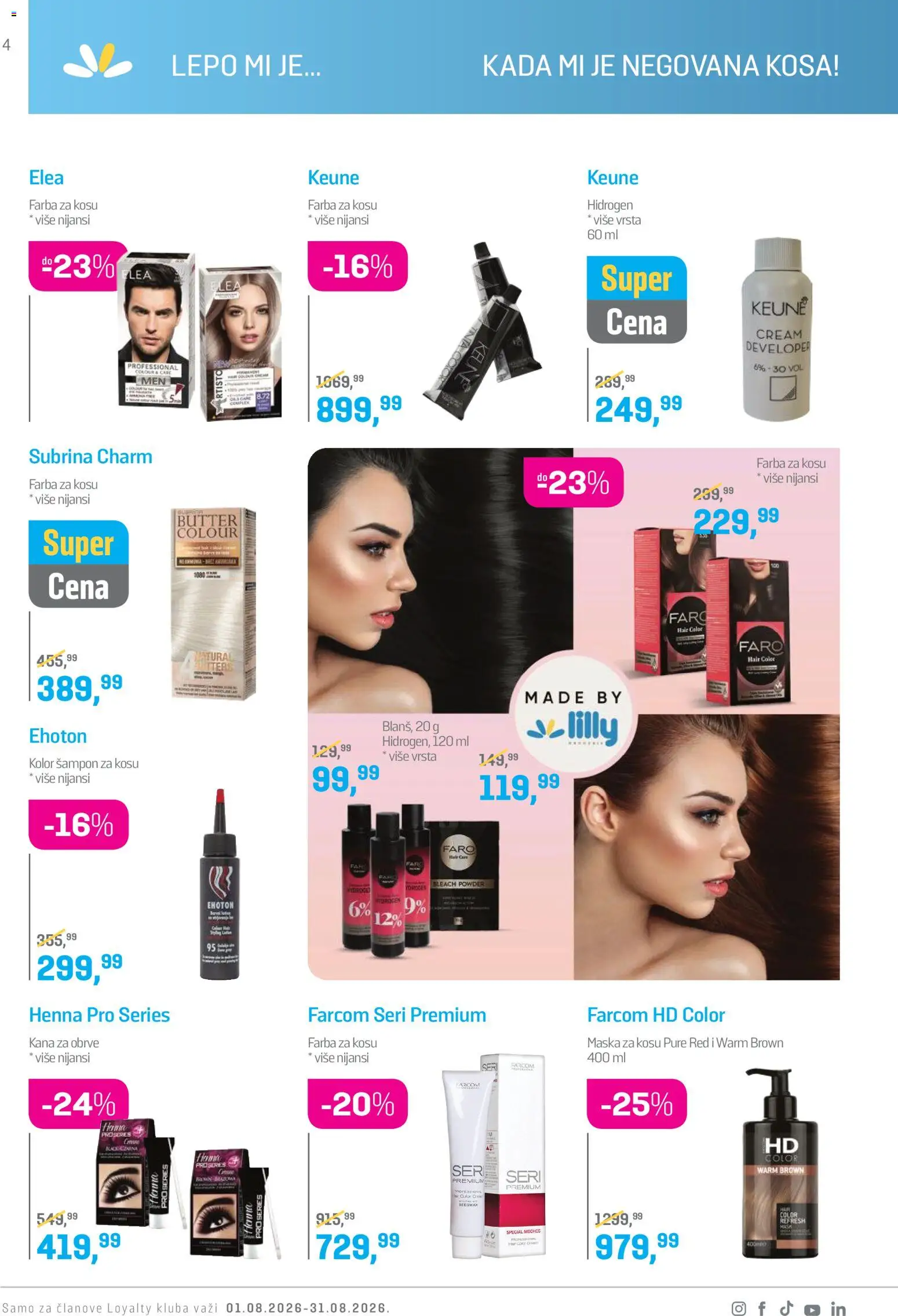 Lilly drogerie katalog - važi od 01.08.2026 | Strana: 4 | Proizvode: Šampon, Maska za kosu, Farba za kosu, Maska