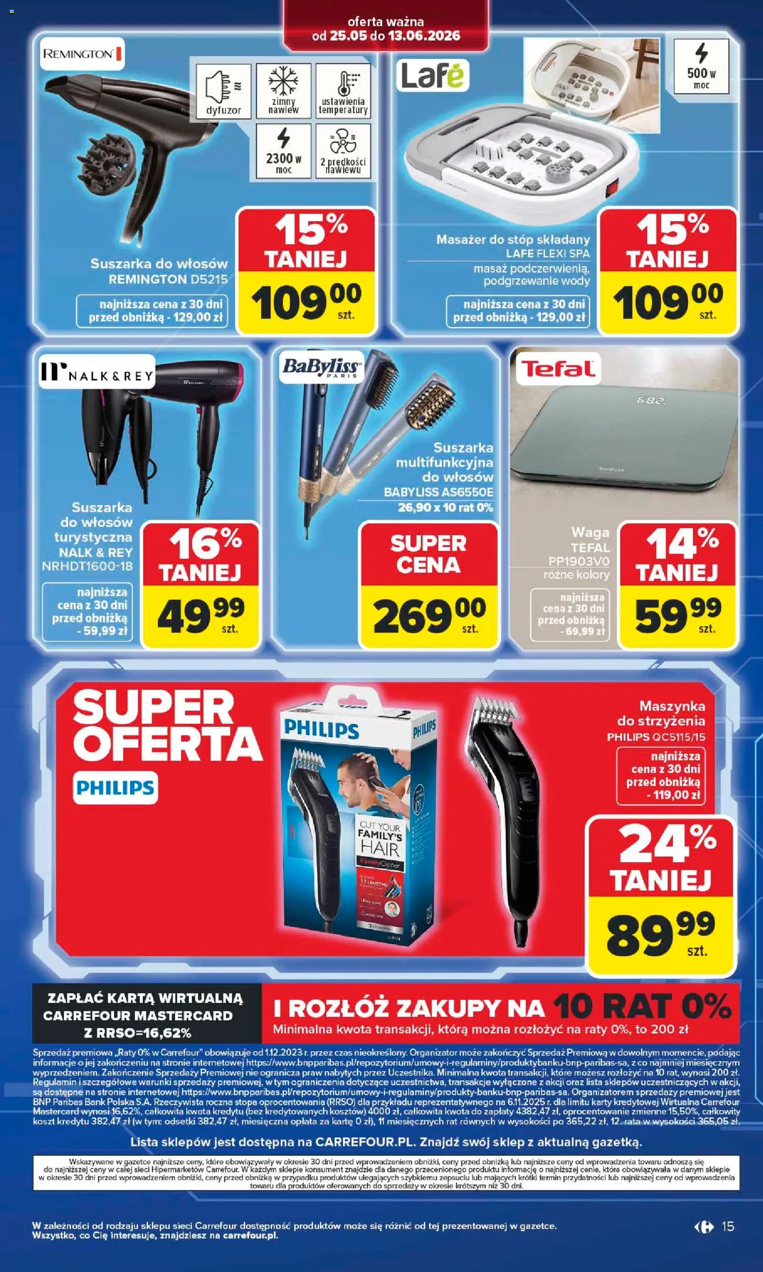 Carrefour gazetka - Multimedia od 25.05.2026 | Strona: 15 | Produkty: Karta, Suszarka, Waga, Suszarka do włosów