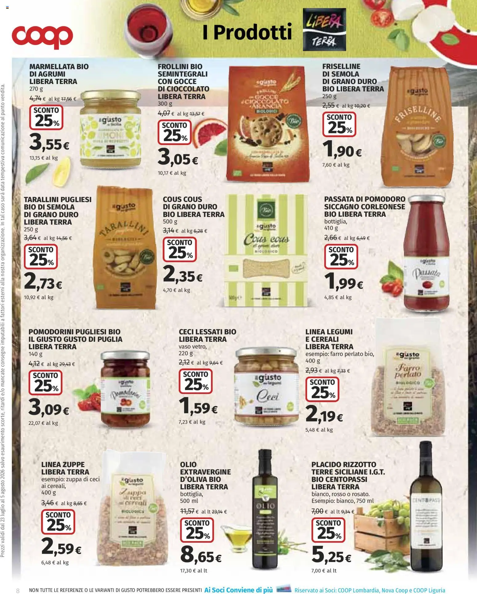 Volantino COOP del 23/07/2026 | Pagina: 8 | Prodotti: Pomodorini, Cereali, Ceci, Terra