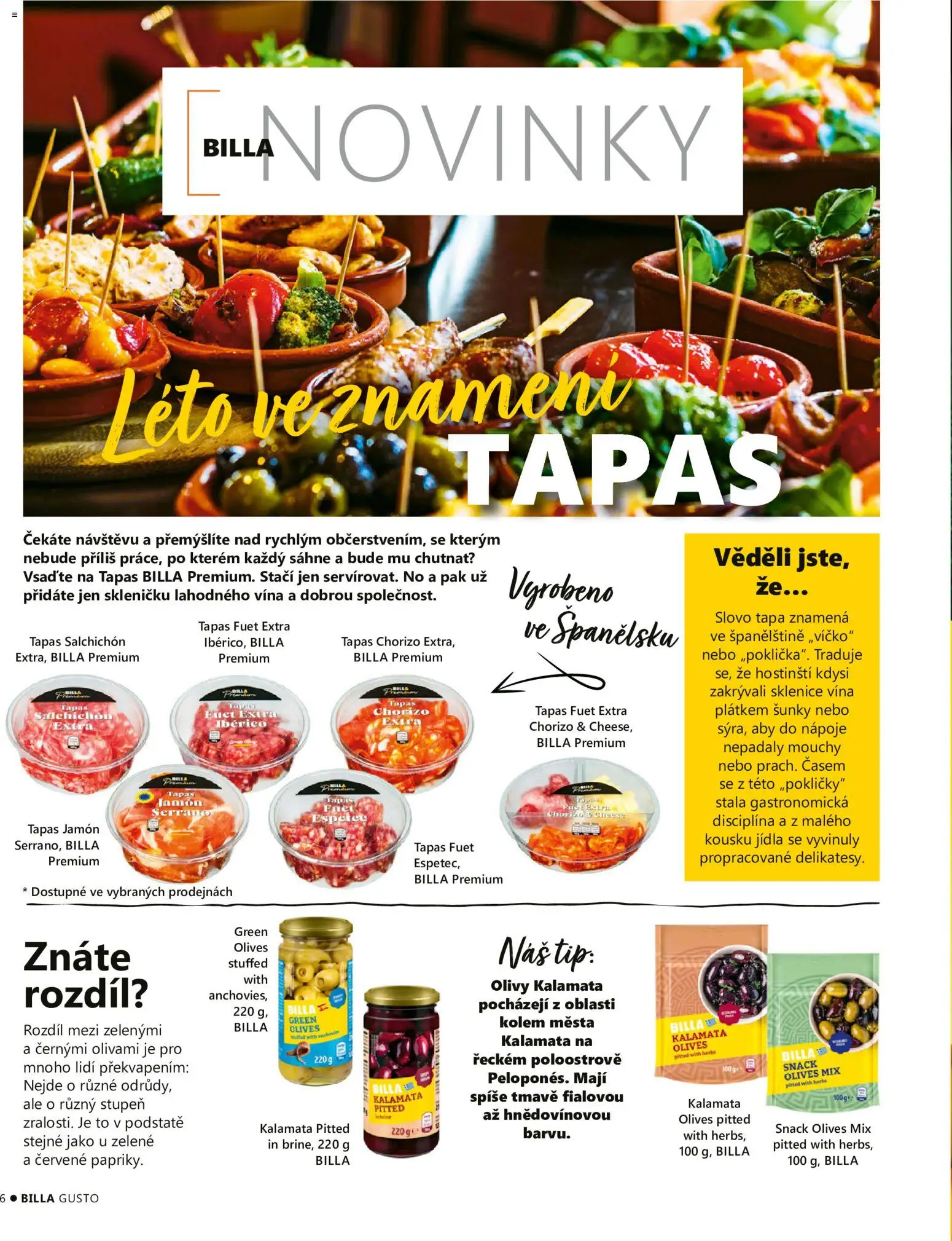 Billa leták - Gusto: Léto 2026 od 01.06.2026 | Strana: 6 | Produkty: Tapas, Fuet, Chorizo, Sklenice