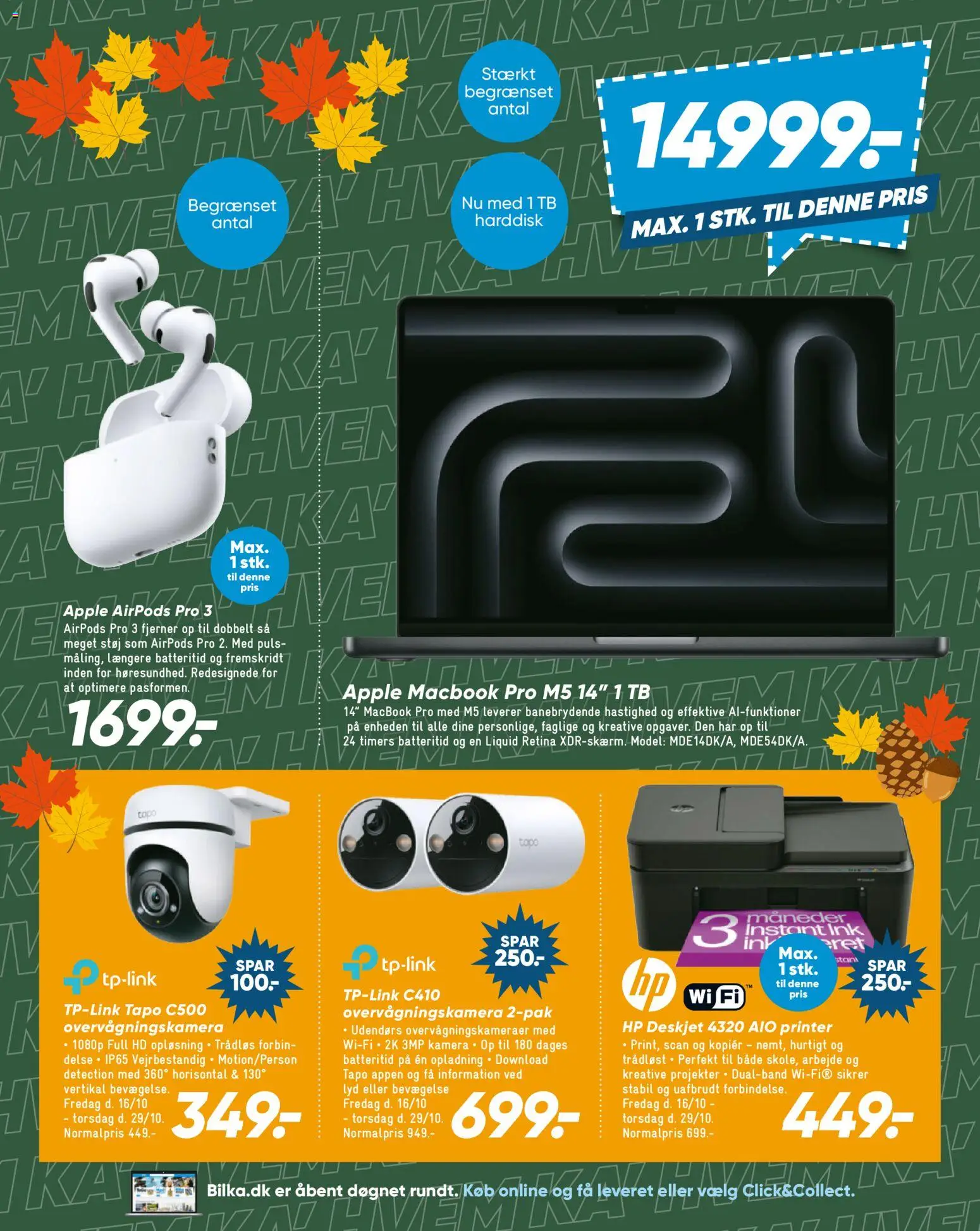 Bilka tilbudsavis – gyldig fra 16/10/2026 | Side: 19 | Produkter: Overvågningskamera, Airpods, Printer, Søm