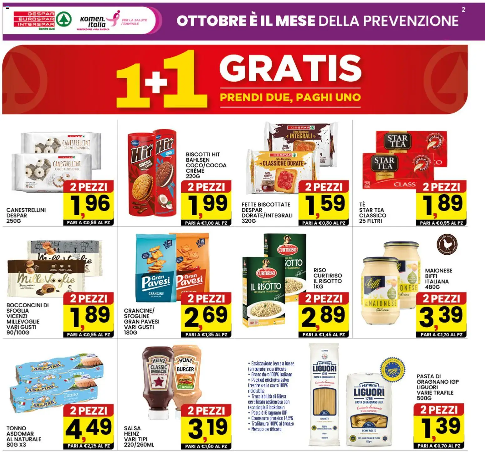 Volantino Interspar del 12/10/2026 | Pagina: 2 | Prodotti: Riso, Biscotti, Maionese, Tonno