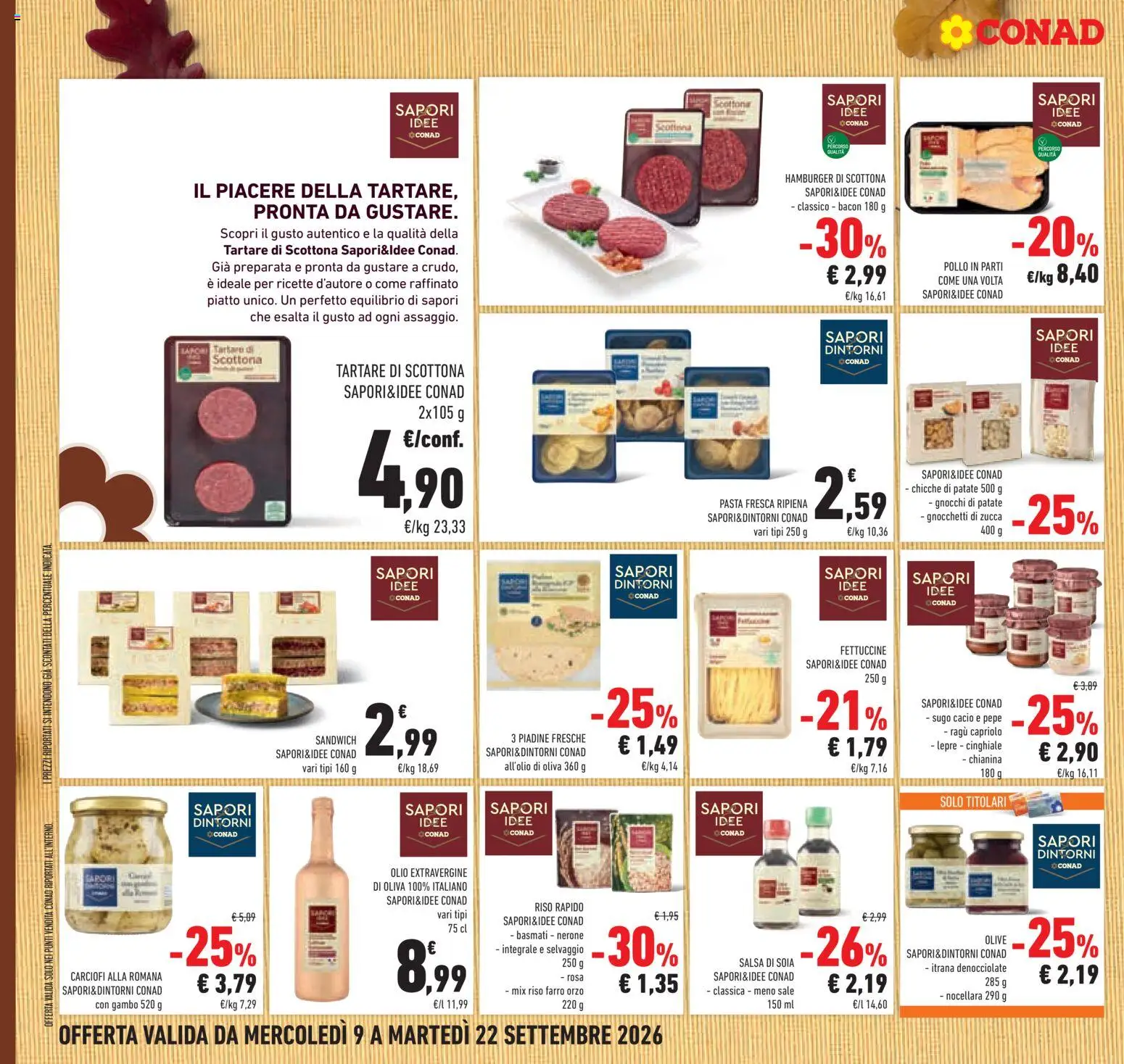 Volantino Conad del 09/09/2026 | Pagina: 24 | Prodotti: Patate, Carciofi, Piadina, Salsa di soia