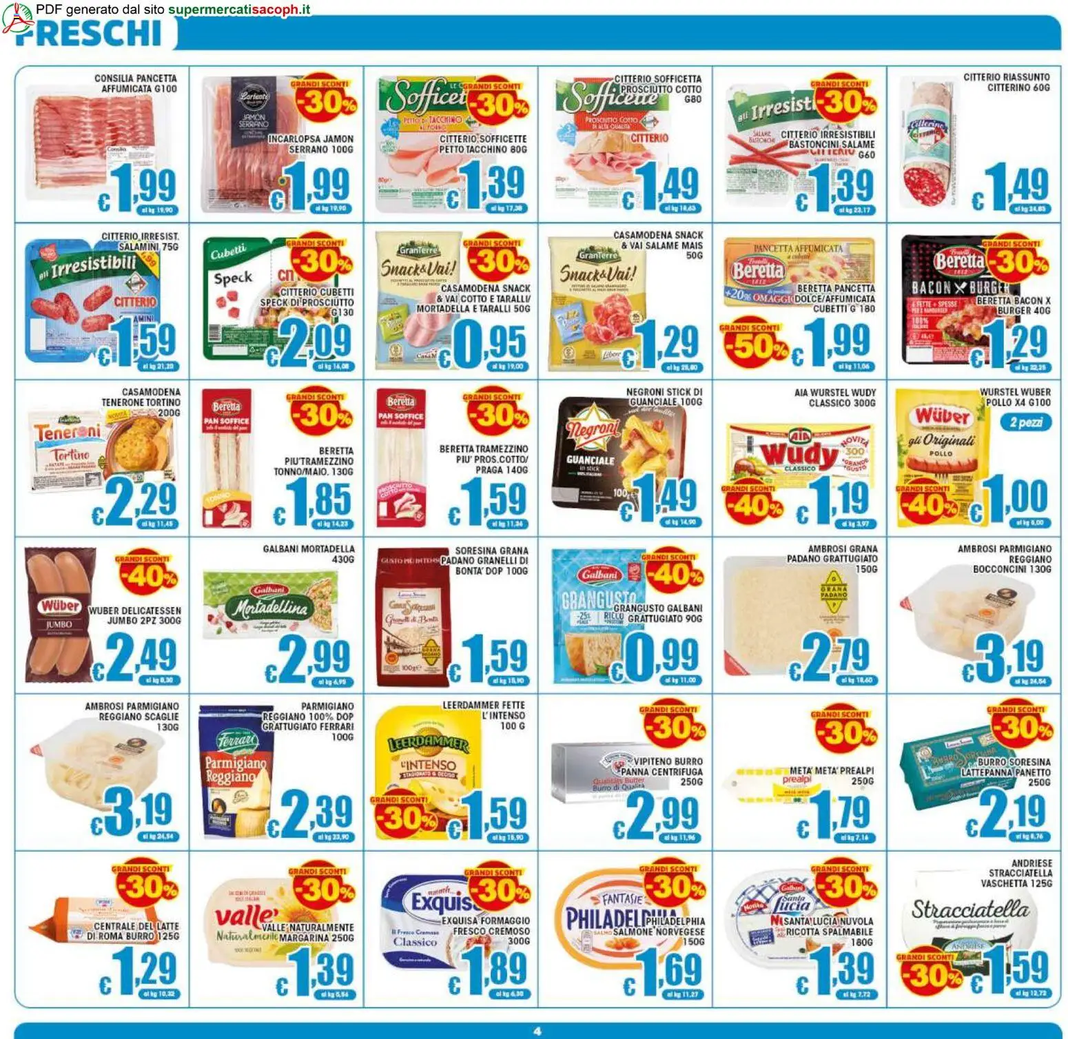 Volantino Sacoph del 29.05.2026 | Pagina: 4 | Prodotti: Prosciutto Cotto, Salmone, Centrifuga, Burro