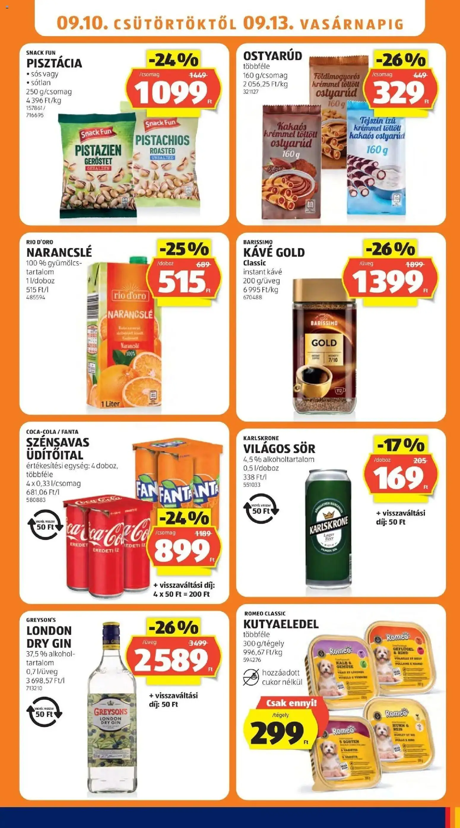 Aldi akciós ujság - amely érvényes a következő dátumtól: 2026.09.05. | Oldal: 11 | Termékek: Pisztácia, Sör, Gin, Cukor