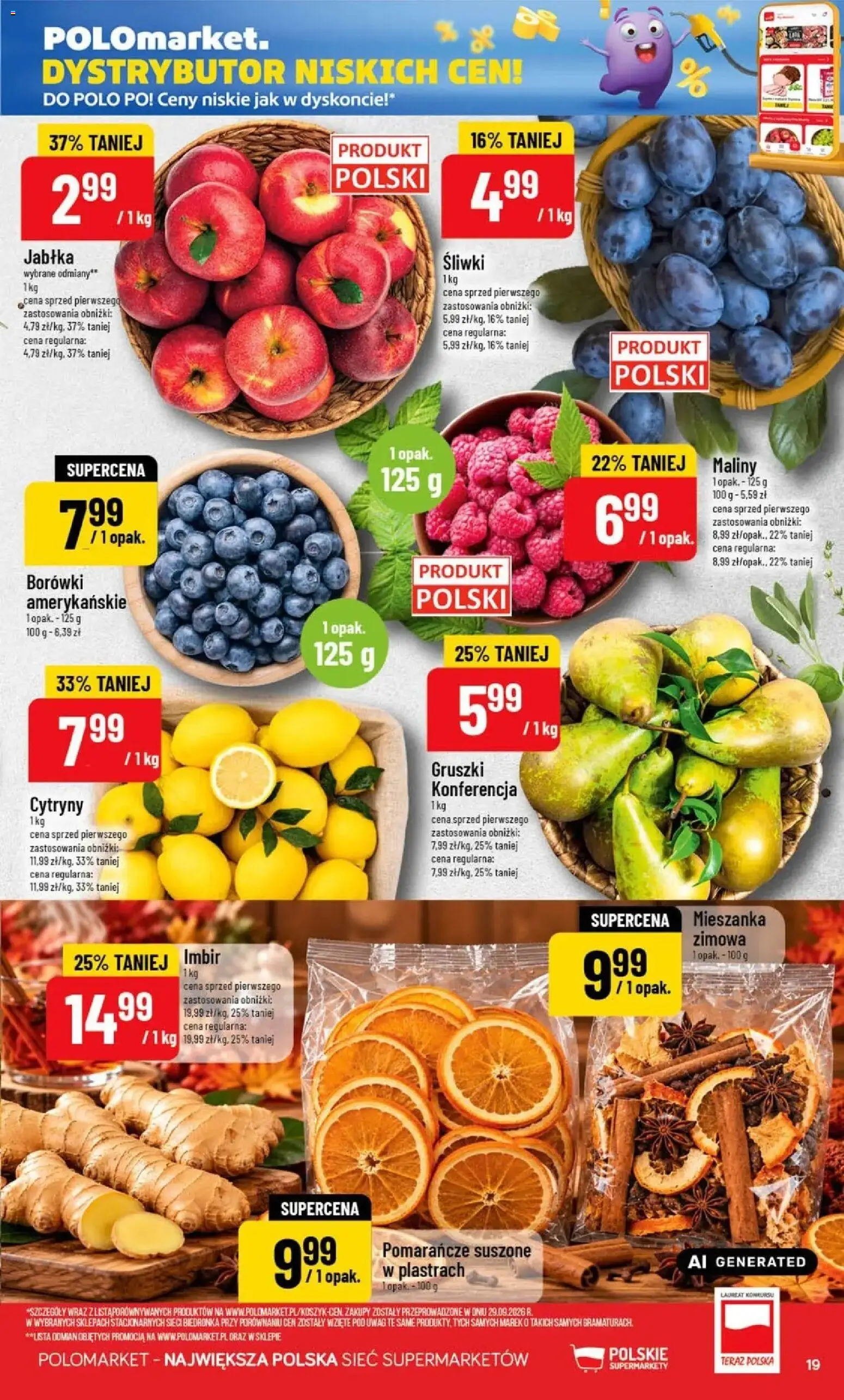 Nowa POLOmarket gazetka od jutra 07.10.2026 | Strona: 19 | Produkty: Gruszki, Borówki, Cytryny, Pomarańcze
