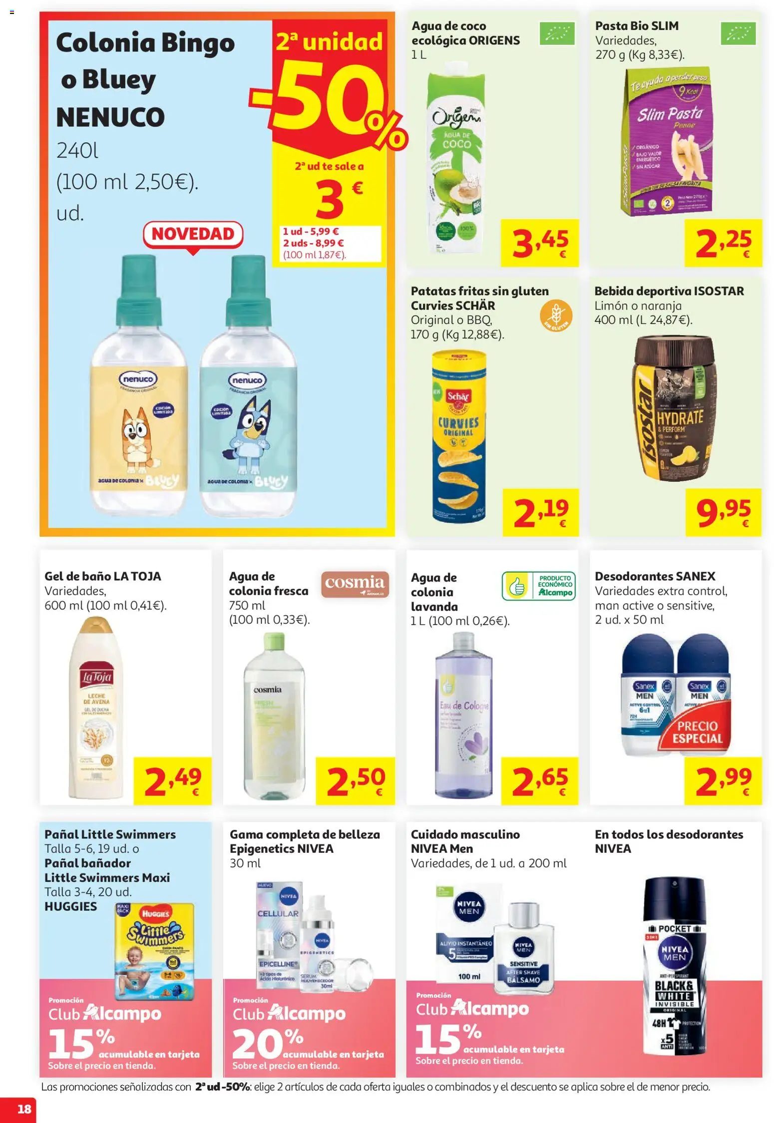 Alcampo HG Nacional Litoral │ válido desde el 29/07/2026 | Página: 18 | Productos: Colonia, Gel de baño, Sérum, Baño