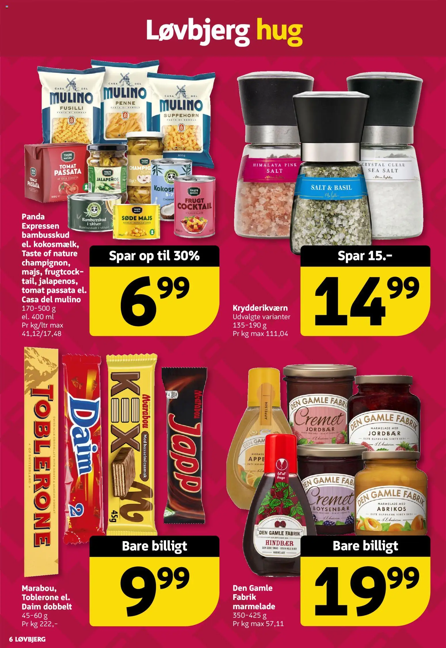 Løvbjerg tilbudsavis – gyldig fra 18/09/2026 | Side: 6 | Produkter: Jordbær, Majs, Salt, Marmelade