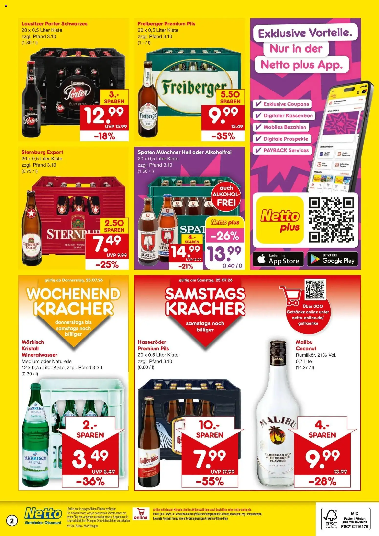 Netto Marken-Discount Prospekt Wolgast – gültig ab 20.07.2026 | Seite: 2 | Produkte: Rum, Pils, Mineralwasser, Hasseröder