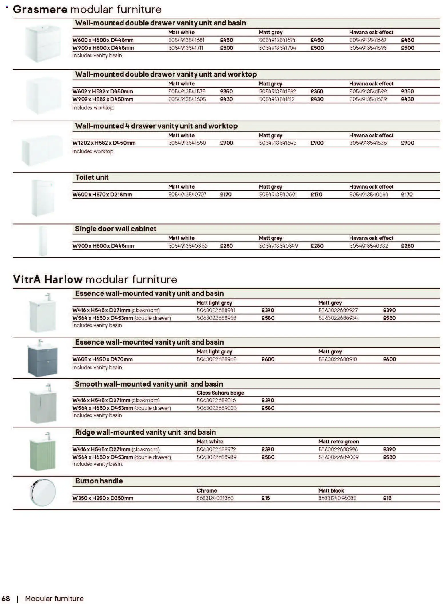 {H1} | Page: 68 | Products: Toilet, Door, Ridge, Worktop
