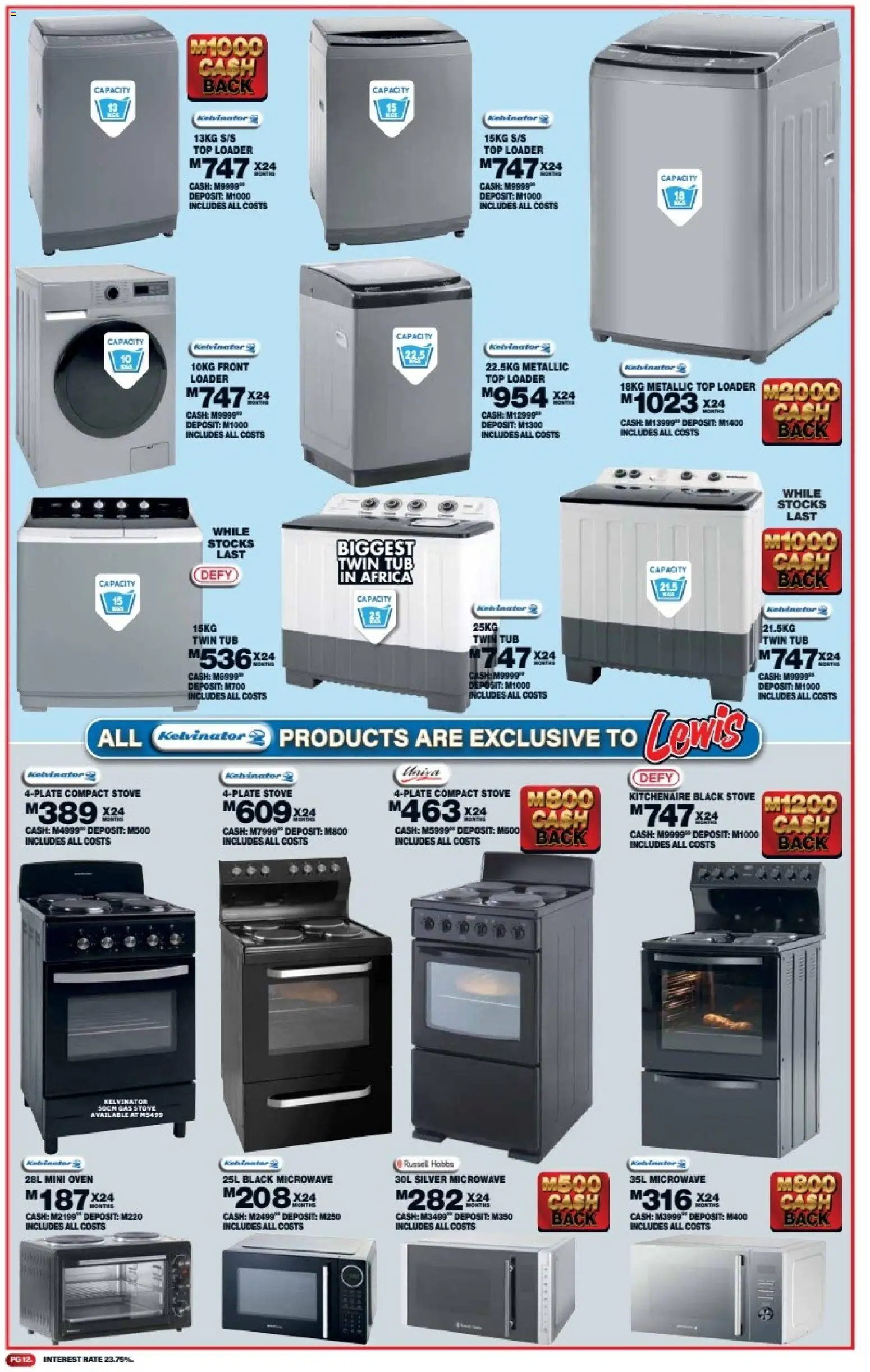 New Lewis Stores catalogue – valid from 11.05.2026 | Page: 12 | Products: Oven, Stove, Microwave, Gas stove