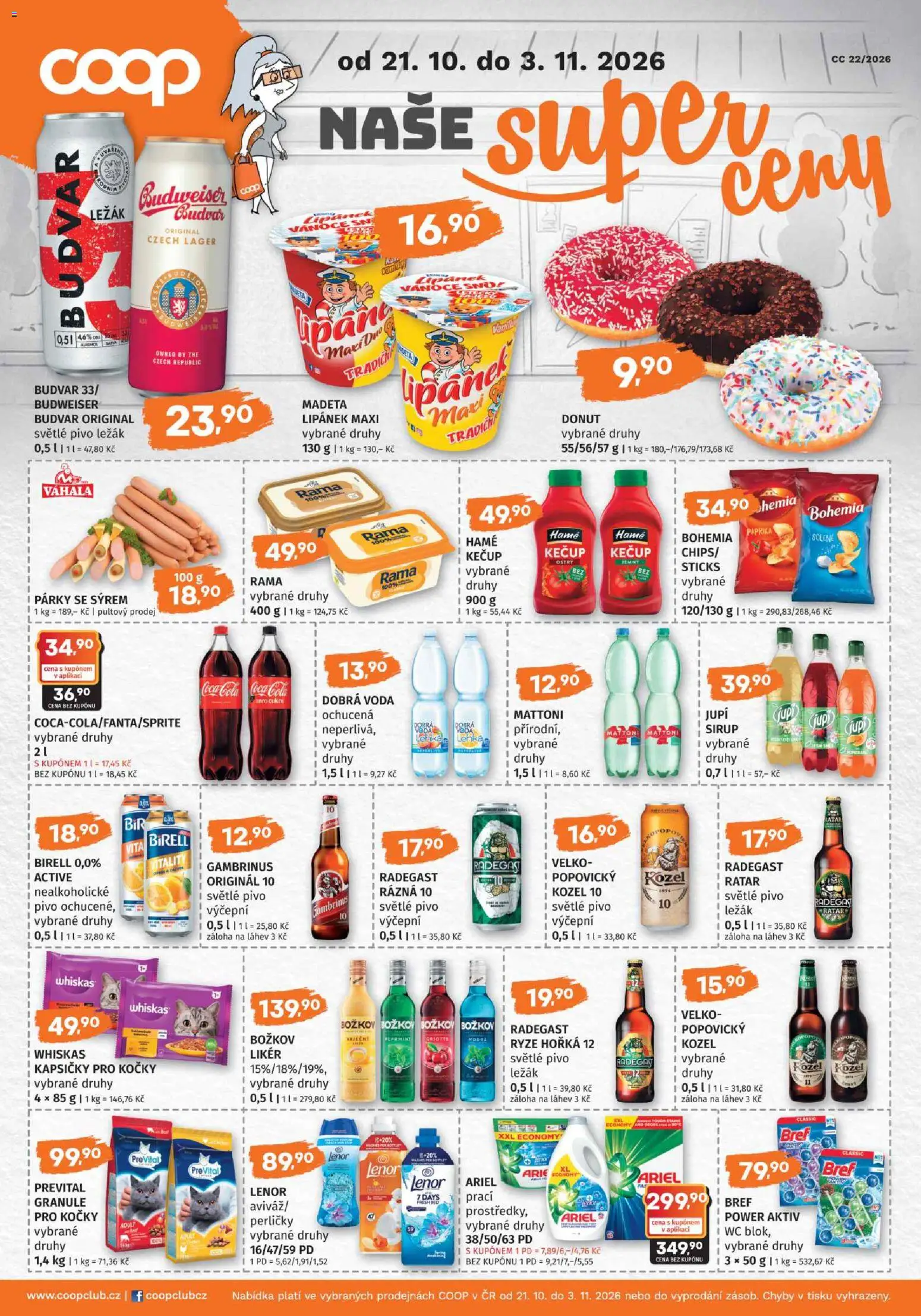 Konzum leták od 21.10.2026 | Strana: 4 | Produkty: Mattoni, Pivo, Kapsičky, Cola
